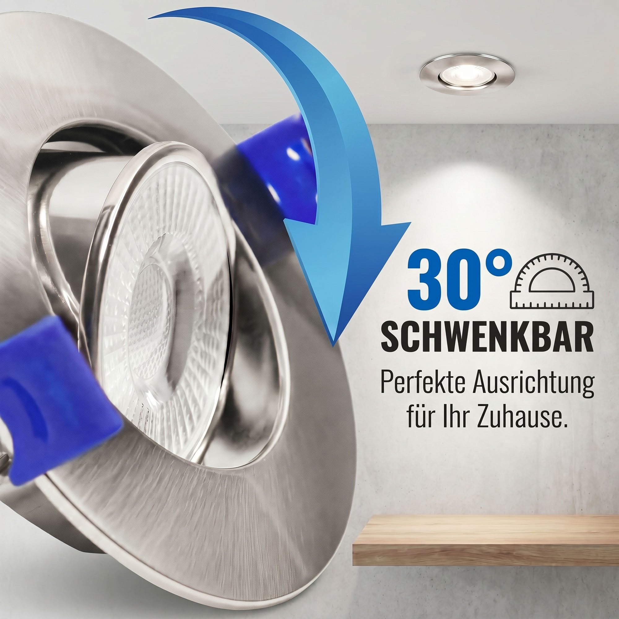 Maxkomfort LED Einbaustrahler 3/6/12er Set - schwenkbar & Ultraflach, Neutralweiß 4000K, LED fest integriert, Deckenspots Schwarz/Weiß/Silber - Einbauspots IP20 Ø90mm