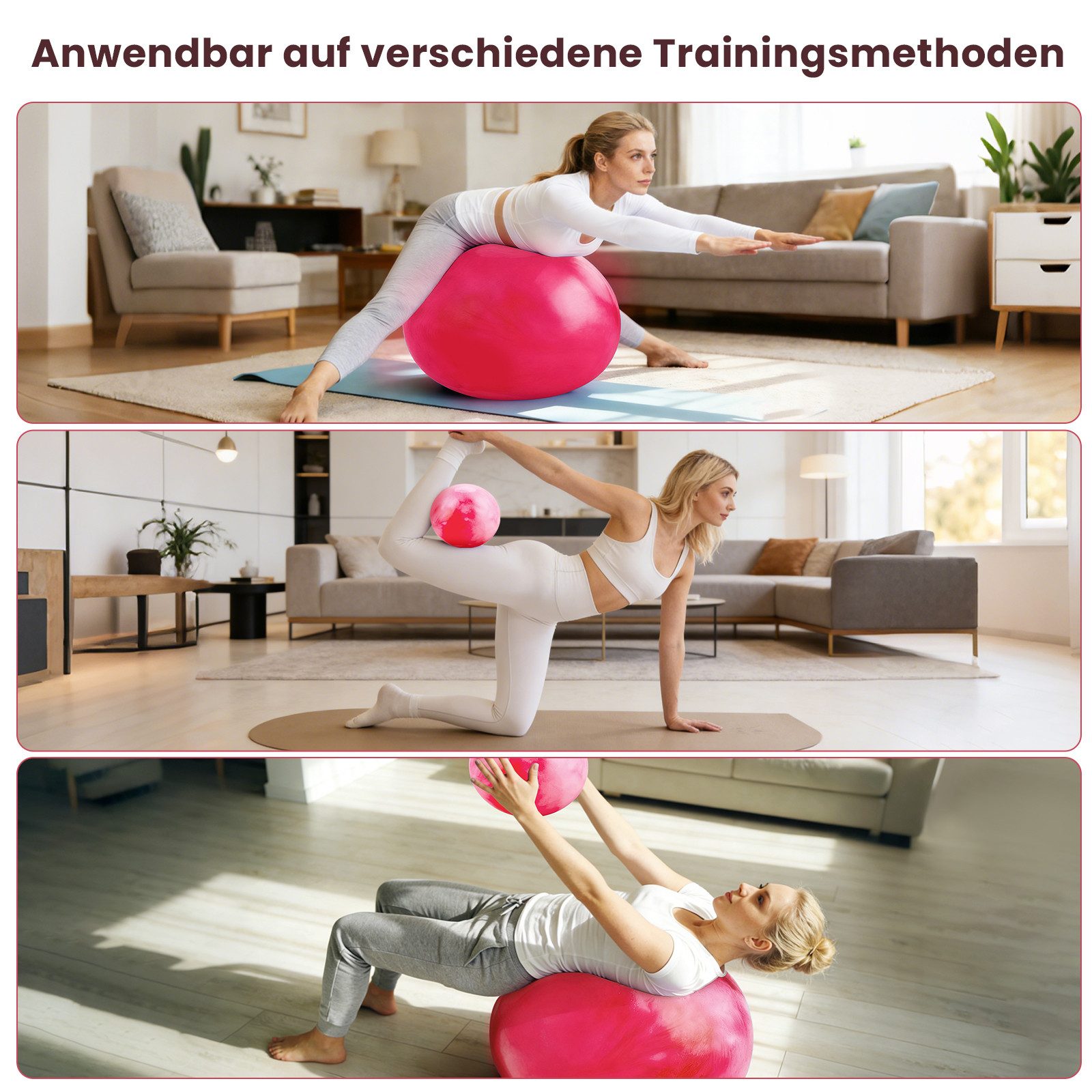 CkeyiN Pro Gymnastikball Rutschfest,Pilates Ball,Gratis 25 cm Yogaball (2 GroBen verfugbar, Belastbar), für Schwangerschaft, Fitness, Gleichgewicht, Training,Physiotherapie