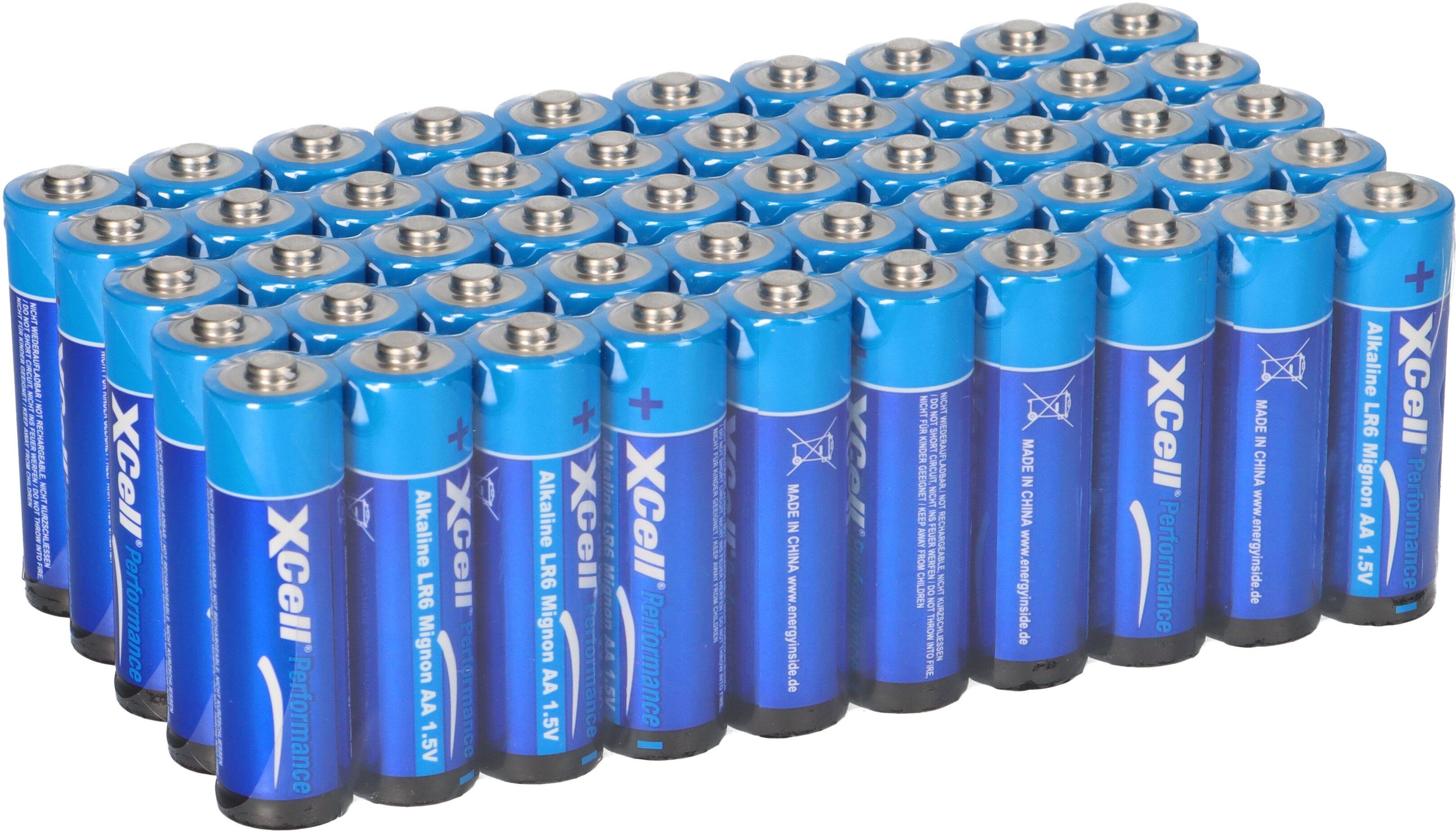 XCell 50x XCell AA LR6 Mignon Super Alkaline Batterie Batterie