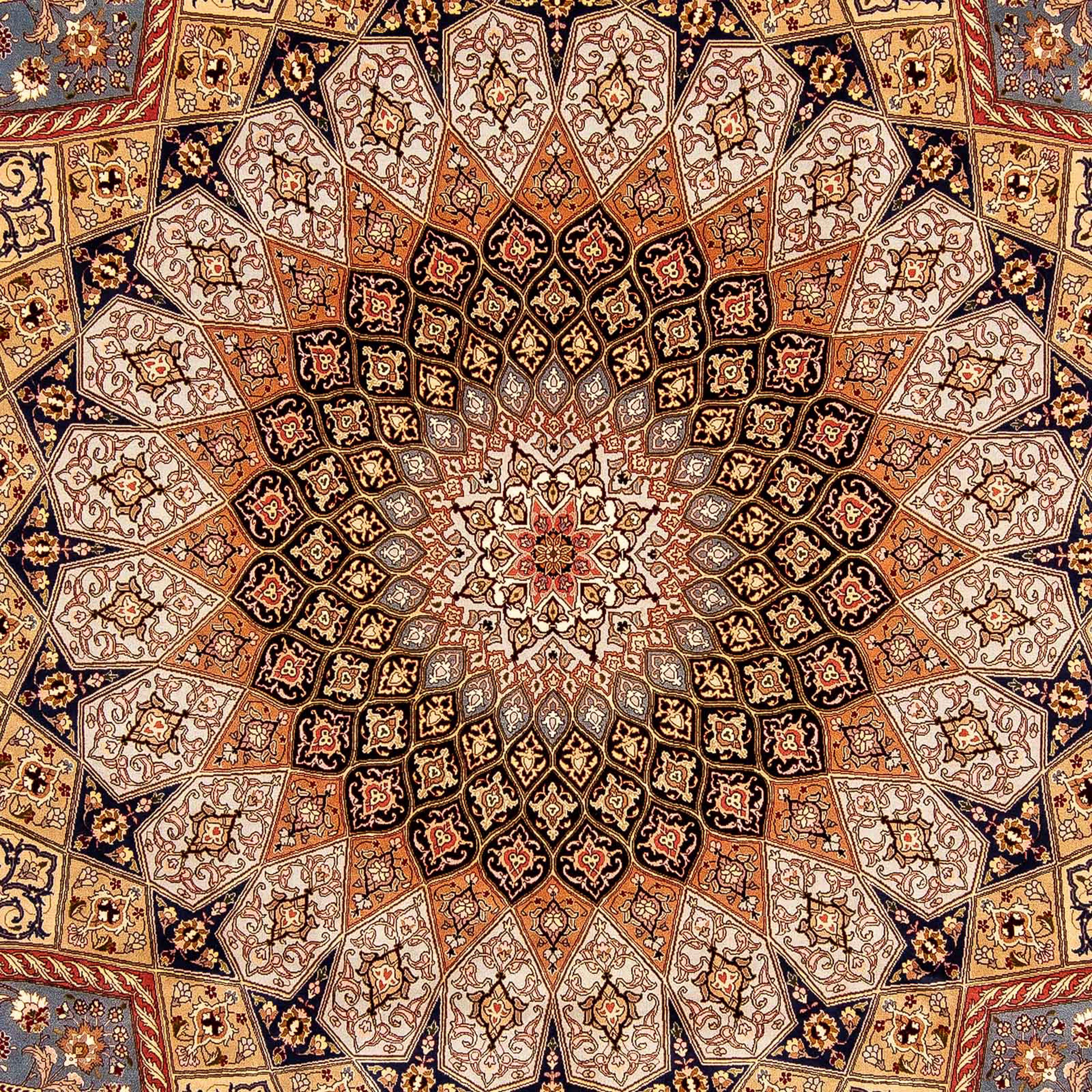Orientteppich Perser - Täbriz x Handgeknüpft, Einzelstück rechteckig, 7 hellbraun, - - Zertifikat Wohnzimmer, mit Royal morgenland, mm, 253 cm - Höhe: 358