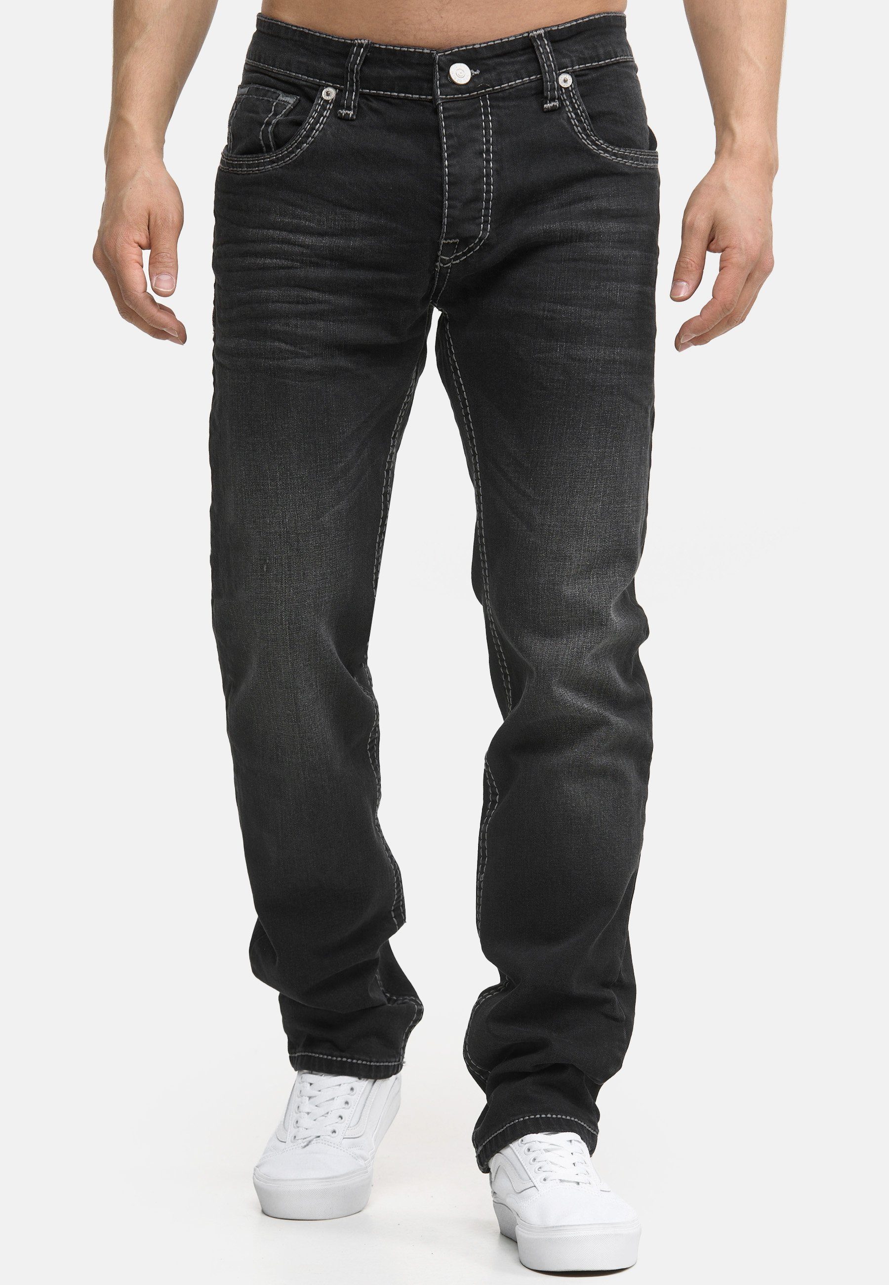 Five schwarz Hose Code47 Regular Herren Jeans Bootcut Fit Pocket Männer Regular-fit-Jeans Denim Code47