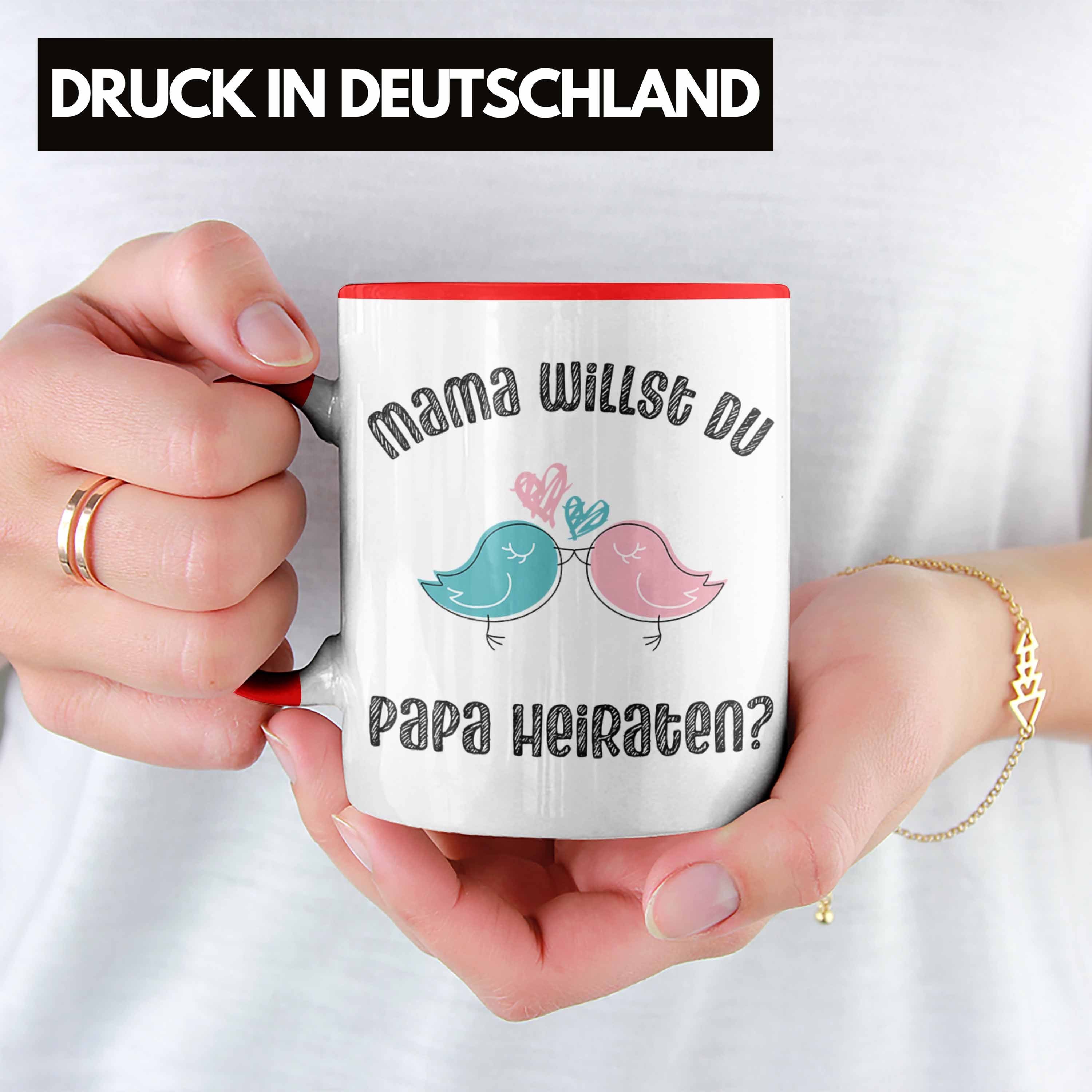 Trendation Tasse Trendation - Idee Gechenke Mann Überraschung Heiraten Lustig Kinder Tasse Rot Heiratsantrag Frau Verlobung Heiratsantragsgeschenk