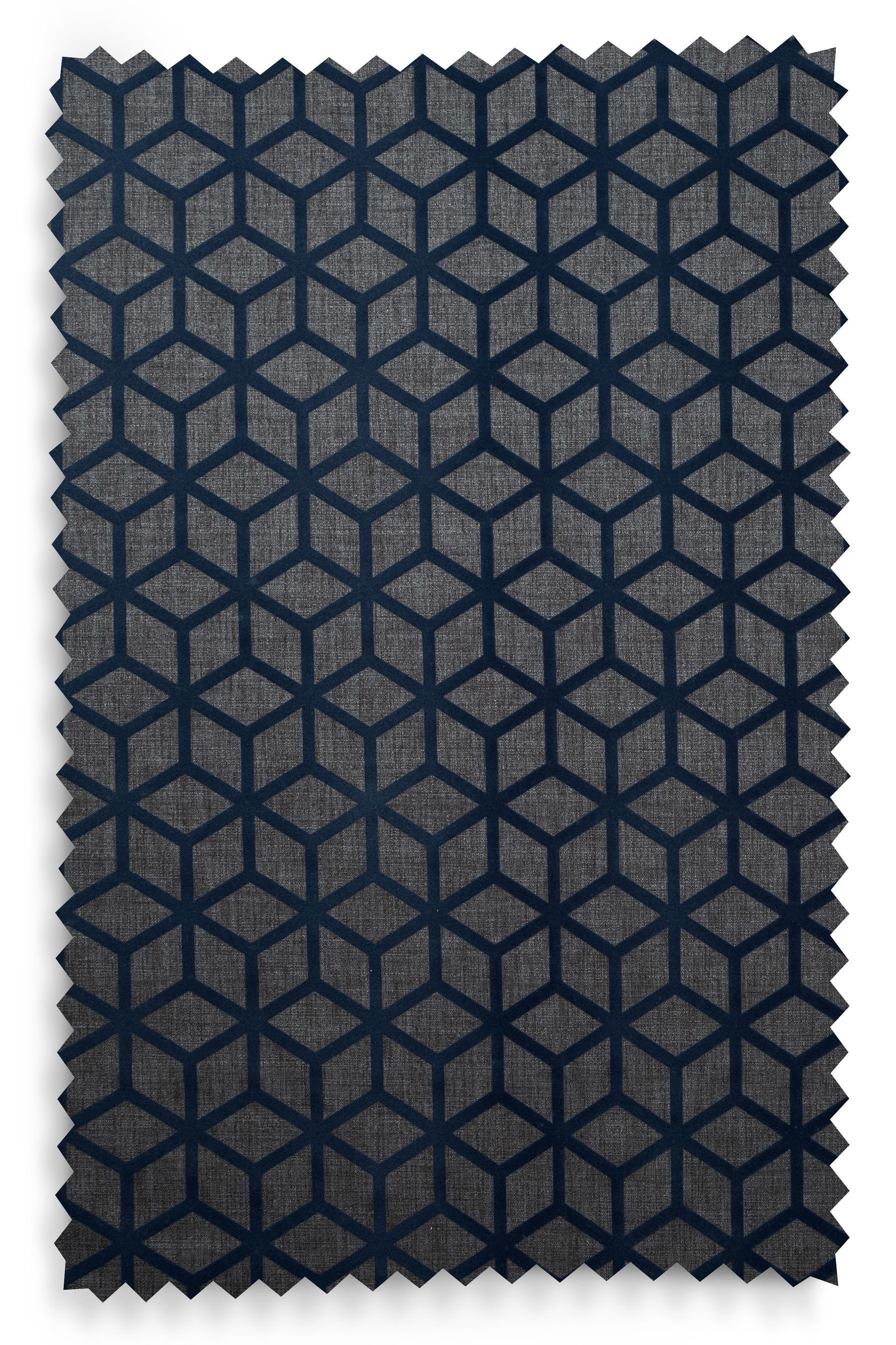 geometrischem Next, Muster, Ösenvorhänge Beflockte Navy Vorhang (2 mit Blue St)