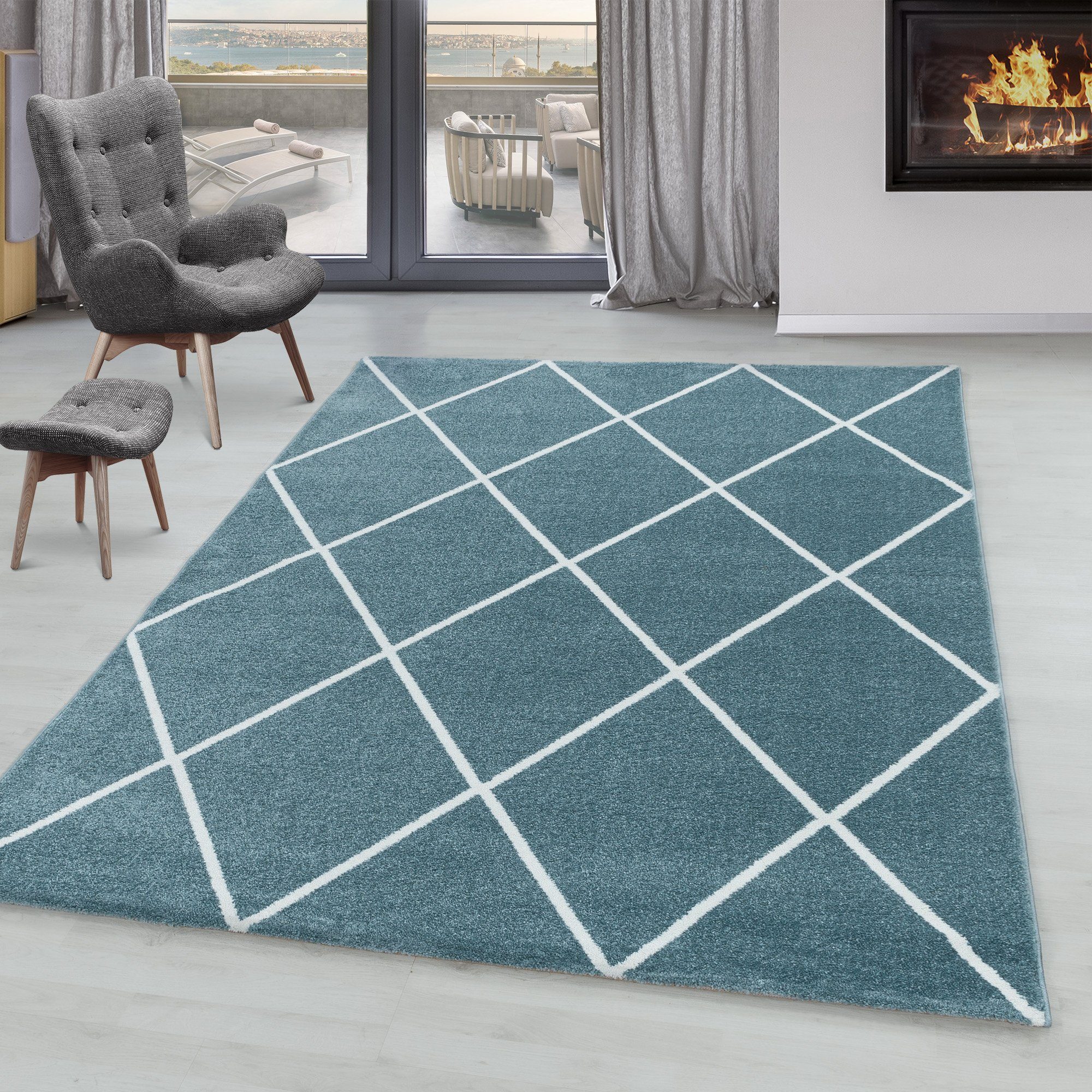 SIMPEX24 Teppich Geometrisch Design, Läufer, Höhe: günstig online kaufen