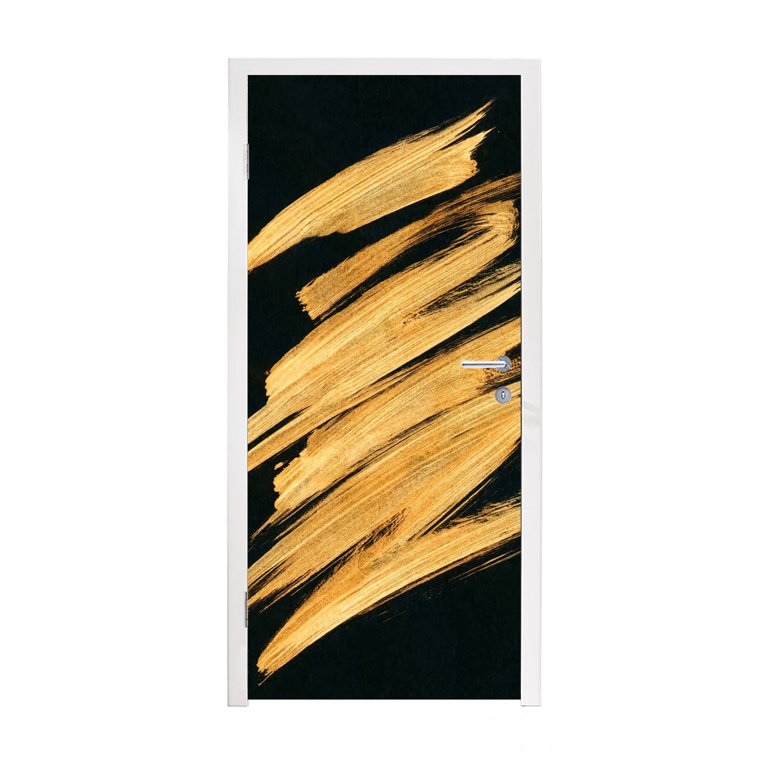 MuchoWow Türtapete Gold - Farbe - Streifen - Luxus - Abstrakt, Matt, bedruckt, (1 St), Fototapete für Tür, Türaufkleber, 75x205 cm
