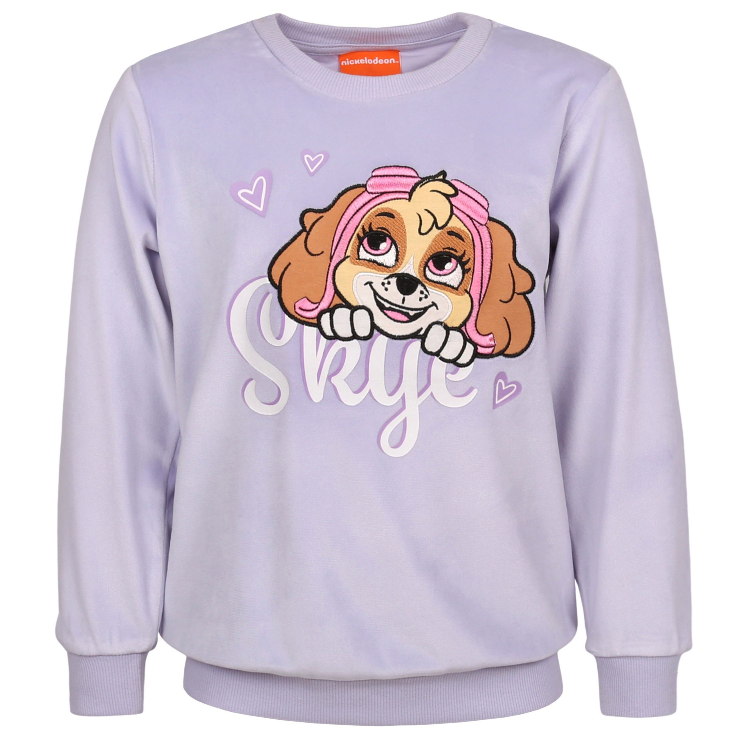 PAW PATROL Sweatshirt Paw Patrol Skye Lilac Kinder-Sweatshirt, Velours-Sweatshirt 6 Jahre