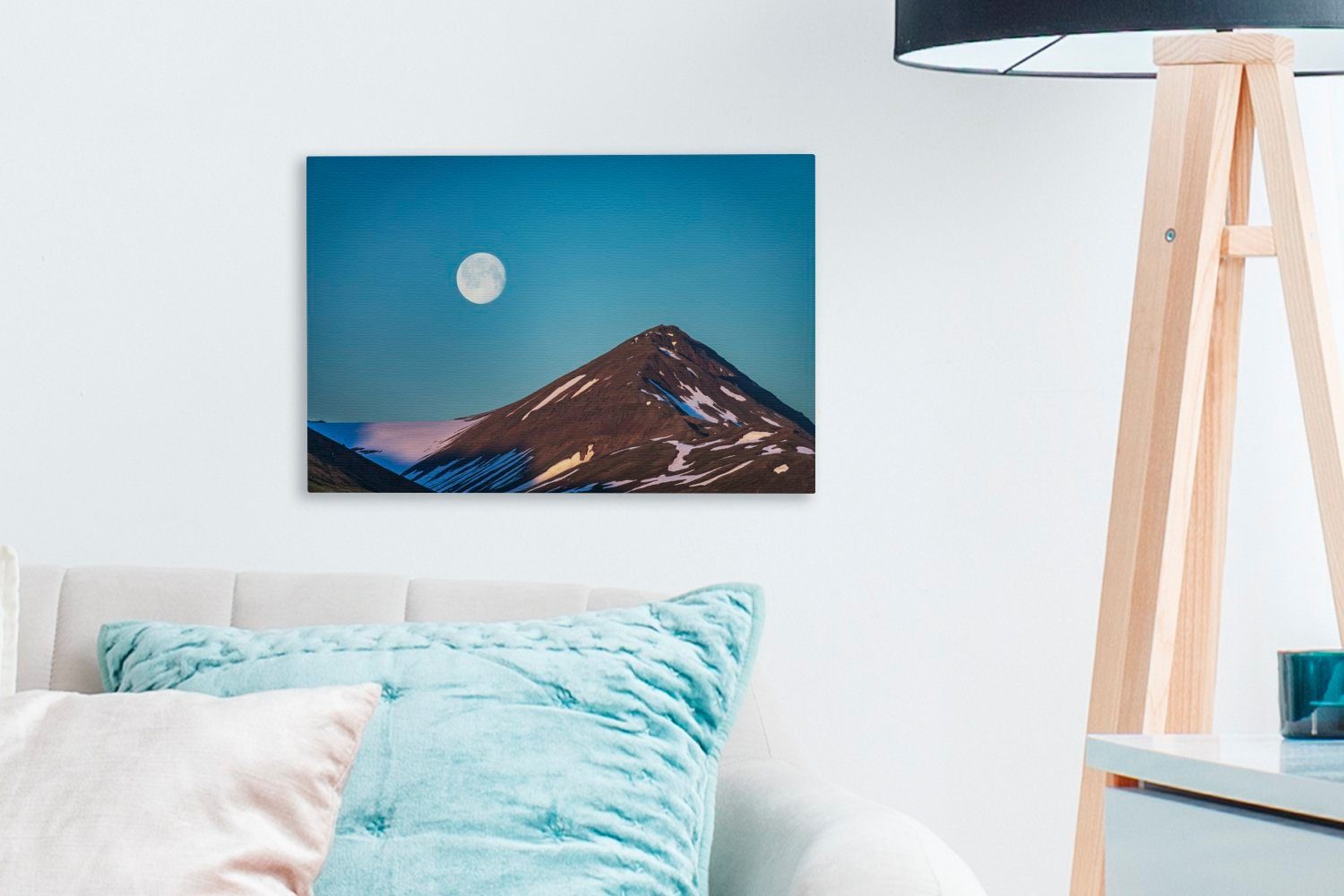 OneMillionCanvasses® Aufhängefertig, Leinwandbilder, Wandbild Wanddeko, Mond Berg - Gletscher, - cm St), 30x20 (1 Leinwandbild