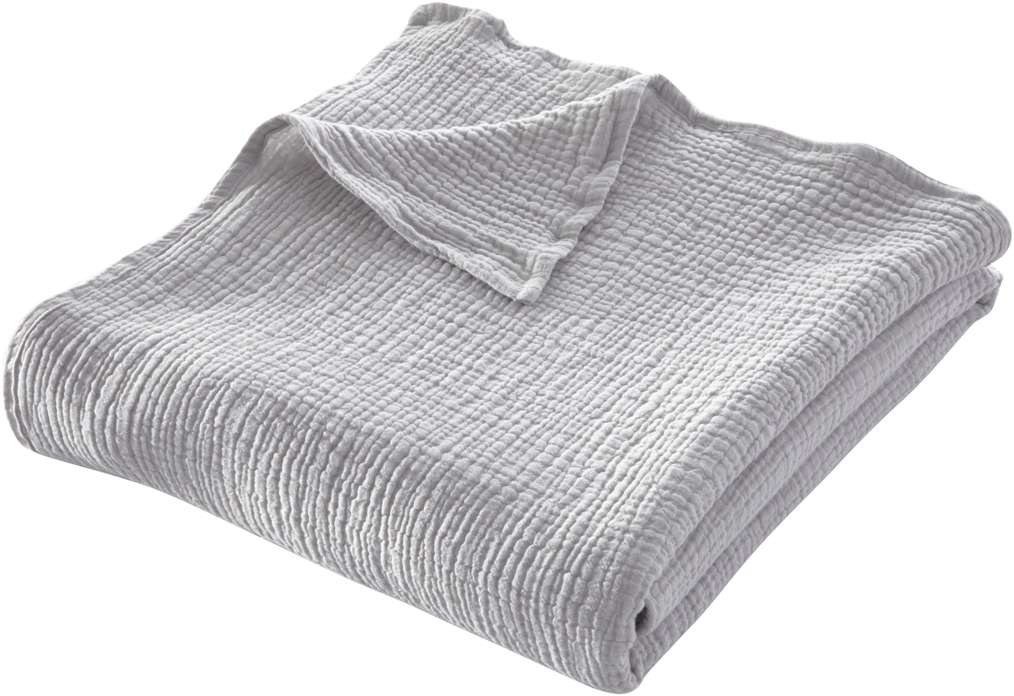 Wohndecke HEVIN, LeGer Home by Lena Gercke, Tagesdecke im Baumwoll-Crinkle-Effekt, Musselin, Kuscheldecke