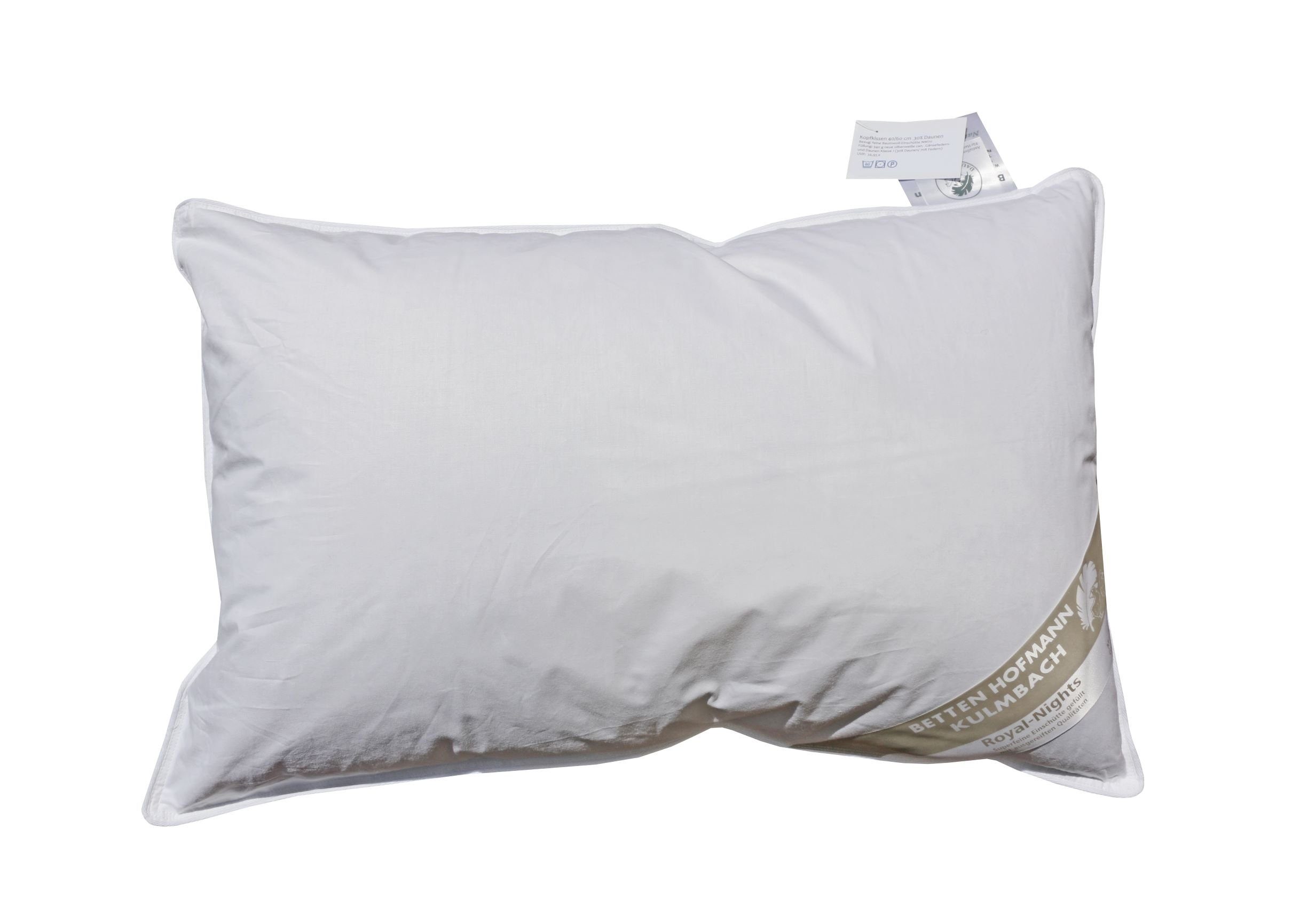 Betten Hofmann Kopfkissen Pusta Kopfkissen 40x60 cm Federkissen Kissen 30% Daunen weich strapazi, Bezug: 100% Baumwolle, Kopfkissen, Rückenschläfer, Seitenschläfer