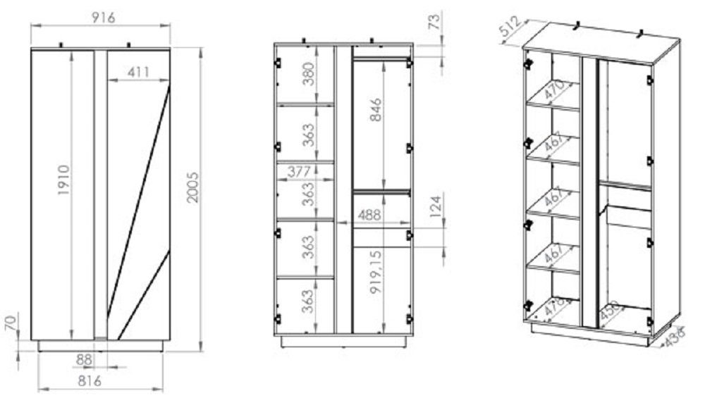 - inkl. 92 LED-Beleuchtung (Schrank) LUMENS 201 51 B/T/H: x cm Kleiderschrank cm cm Feldmann-Wohnen x