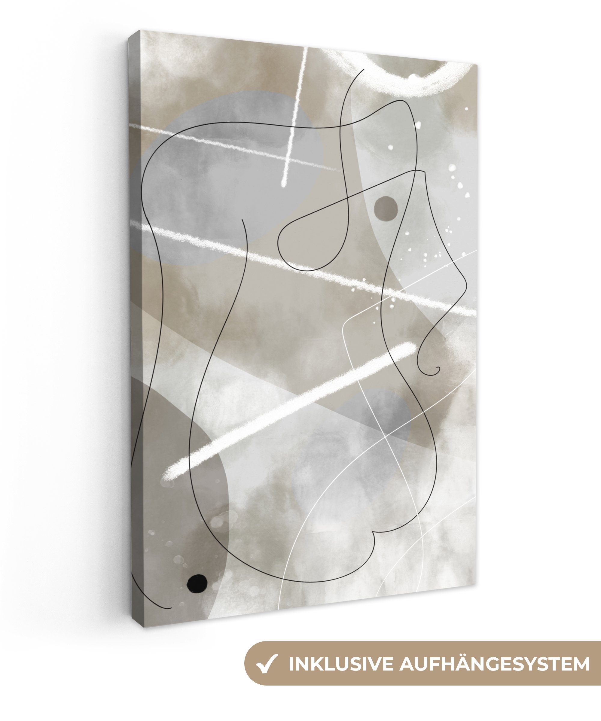 OneMillionCanvasses® Leinwandbild Linienkunst - Grau - günstig online kaufen