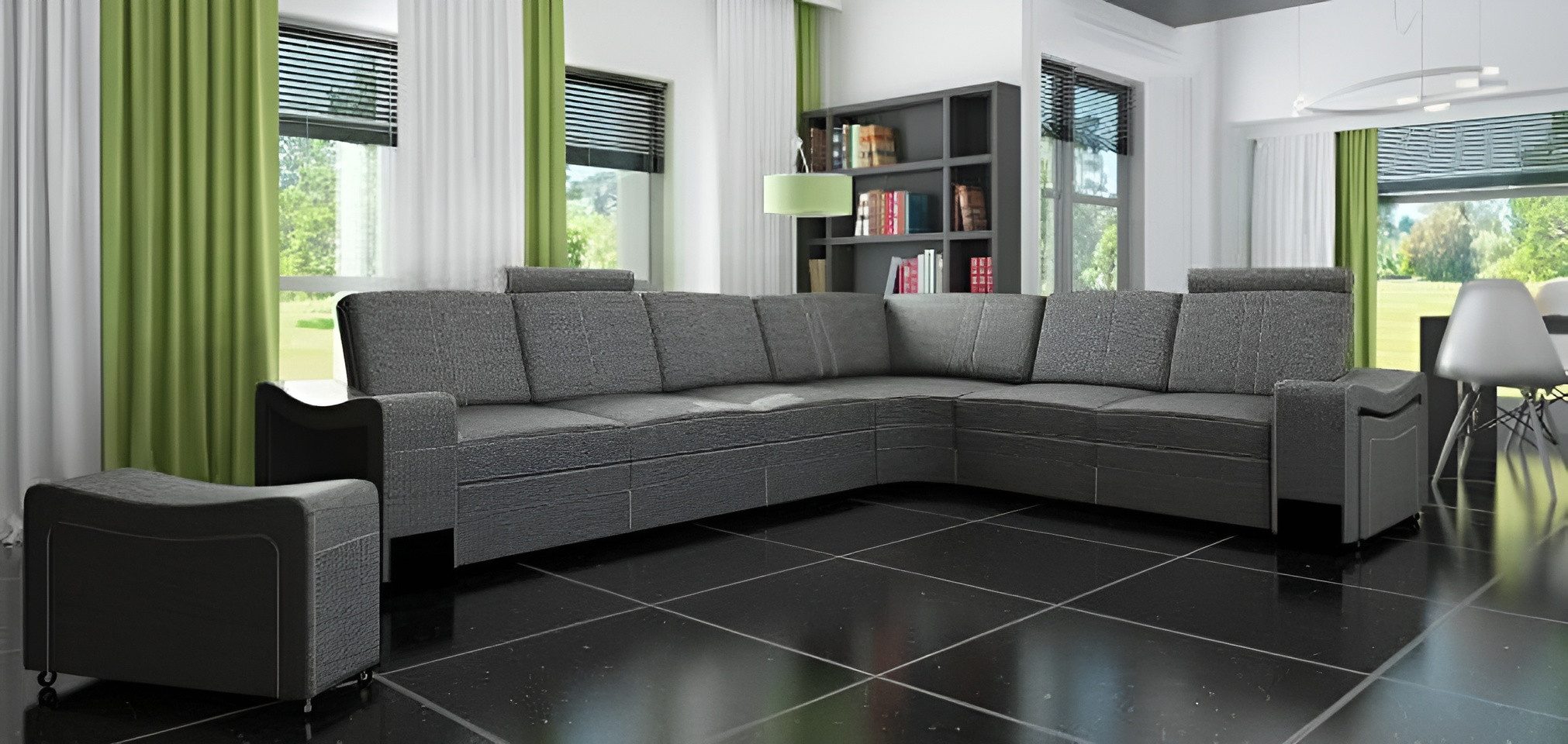 Xlmoebel Ecksofa Stoffcouch mit USB-Ladestation und modernem Design, Ecksofa, Hergestellt in Europa