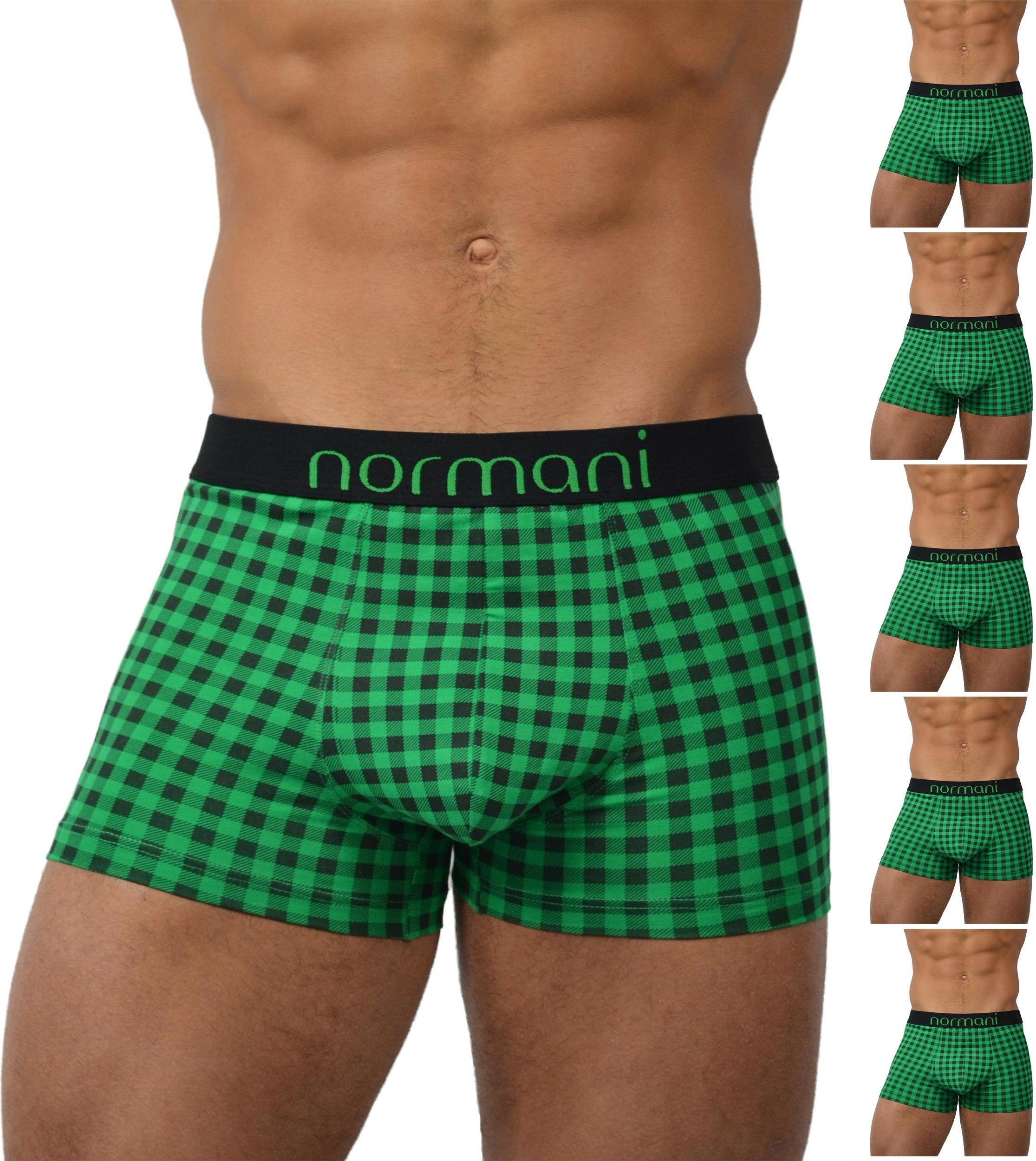 normani Retro Boxer 6 Stück Retro Boxershorts aus Baumwolle Unterhose aus atmungsaktiver Baumwolle Green Check