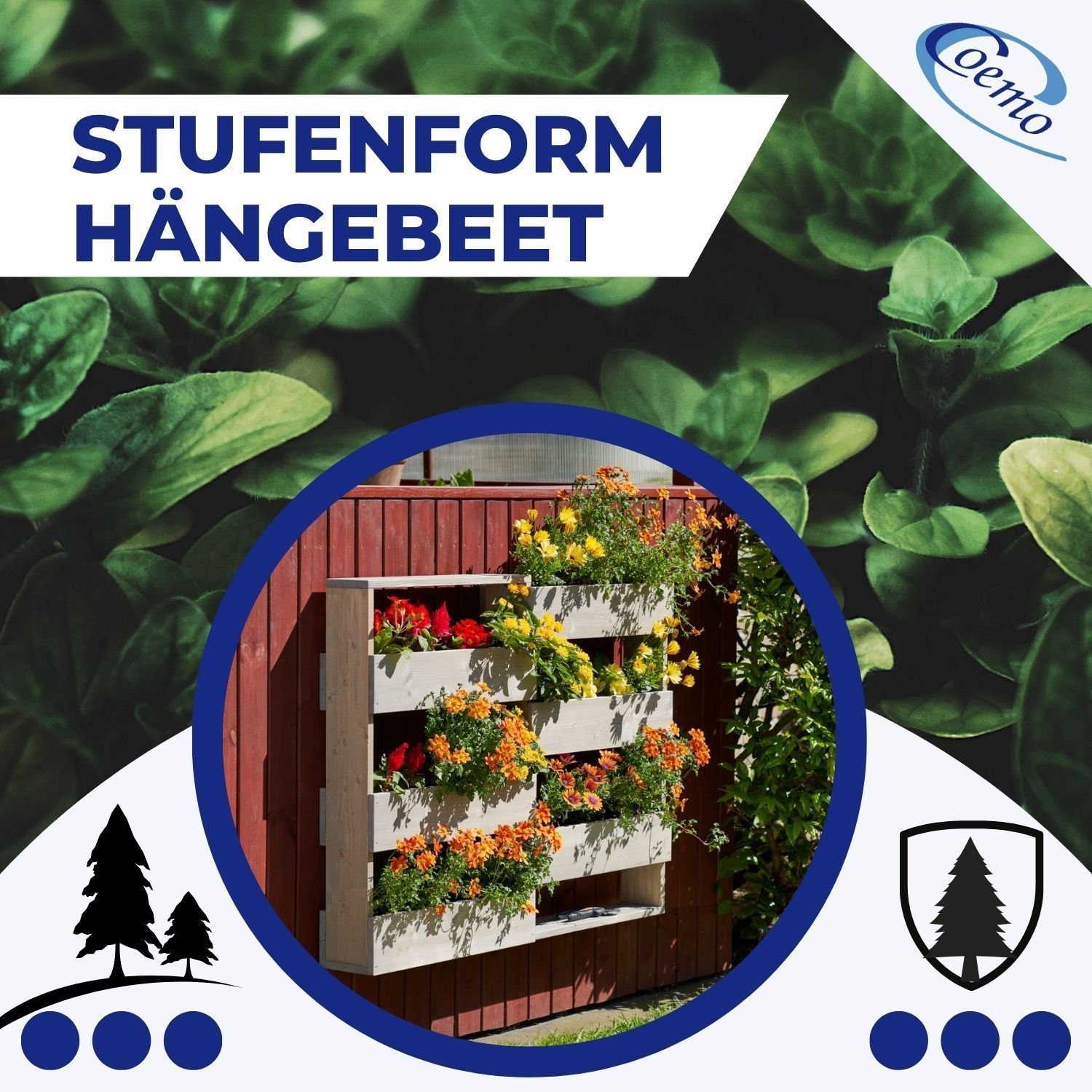 Coemo Hochbeet, Grau Vertikalbeet aus Holz mit 6 Pflanzkästen Hochbeet Blumenkasten