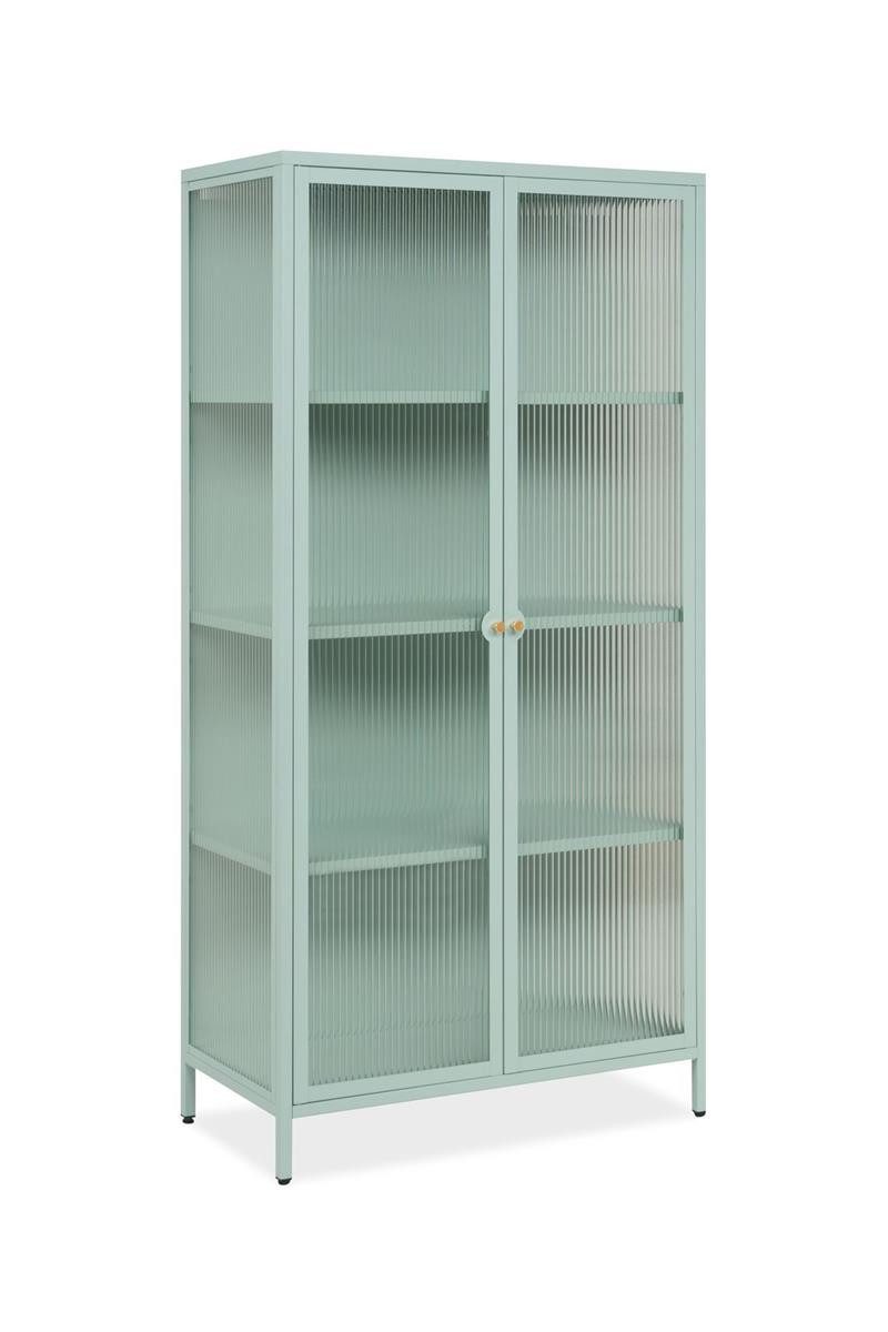 möbelvita Vitrine Vitrine London 52A in Mintgrün - mit Glasrahmentüren und Einlegeböden