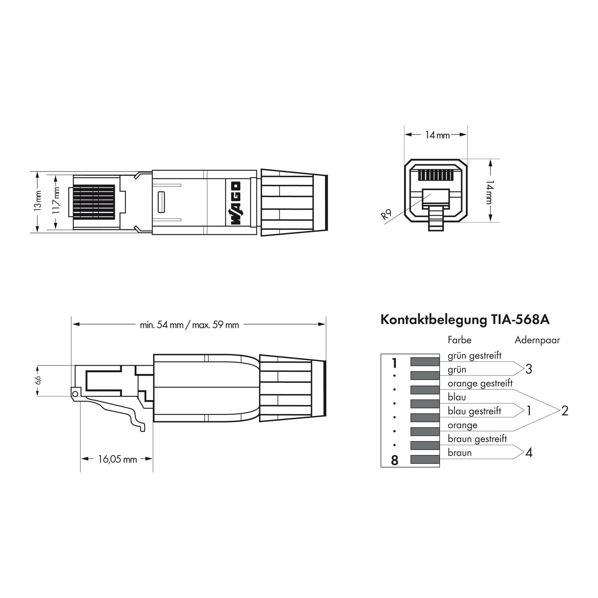 WAGO Steckdose WAGO GmbH& Co. KG Ethernet-Stecker RJ45 IP20 750-975