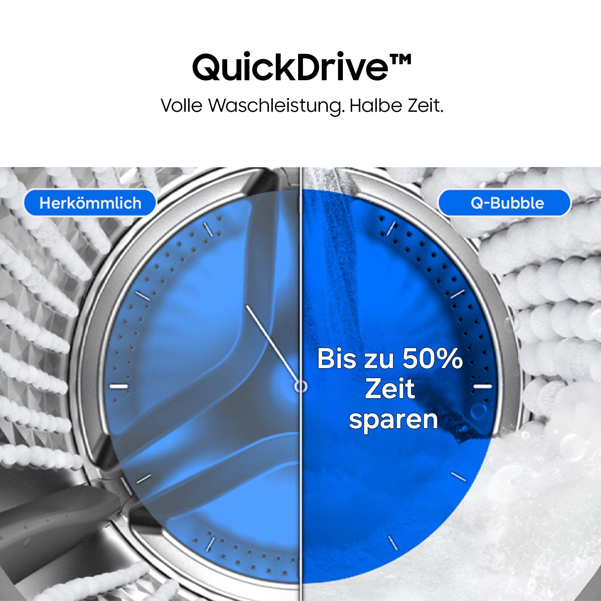 Samsung Waschmaschine WW8400D WW11DB8B95GH, 11 kg, 1400 U/min, Quick Drive™ Option – Volle Waschleistung. Halbe Zeit