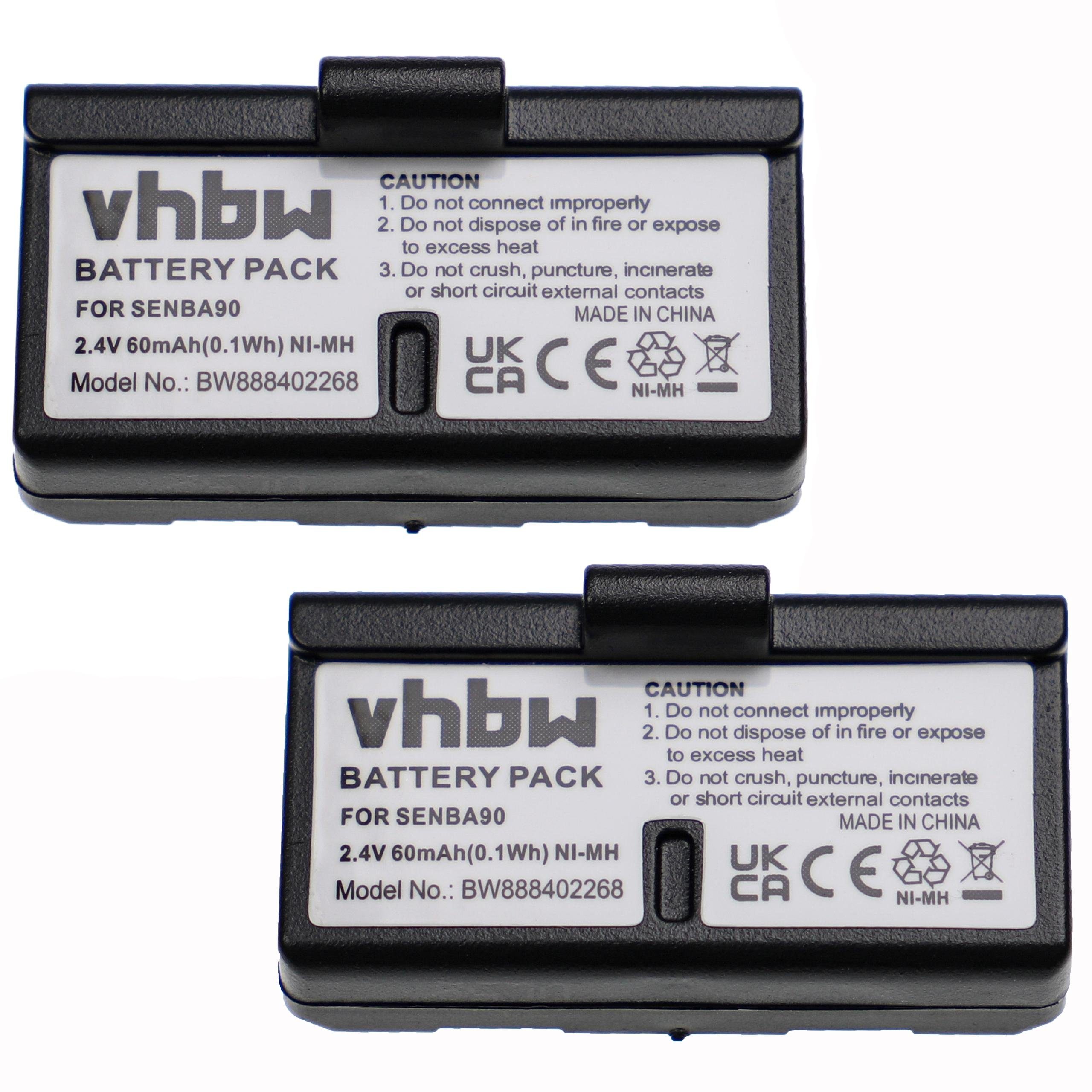 vhbw kompatibel mit Sennheiser SET100, Set 180, S180 Akku NiMH 60 mAh (2,4 V)