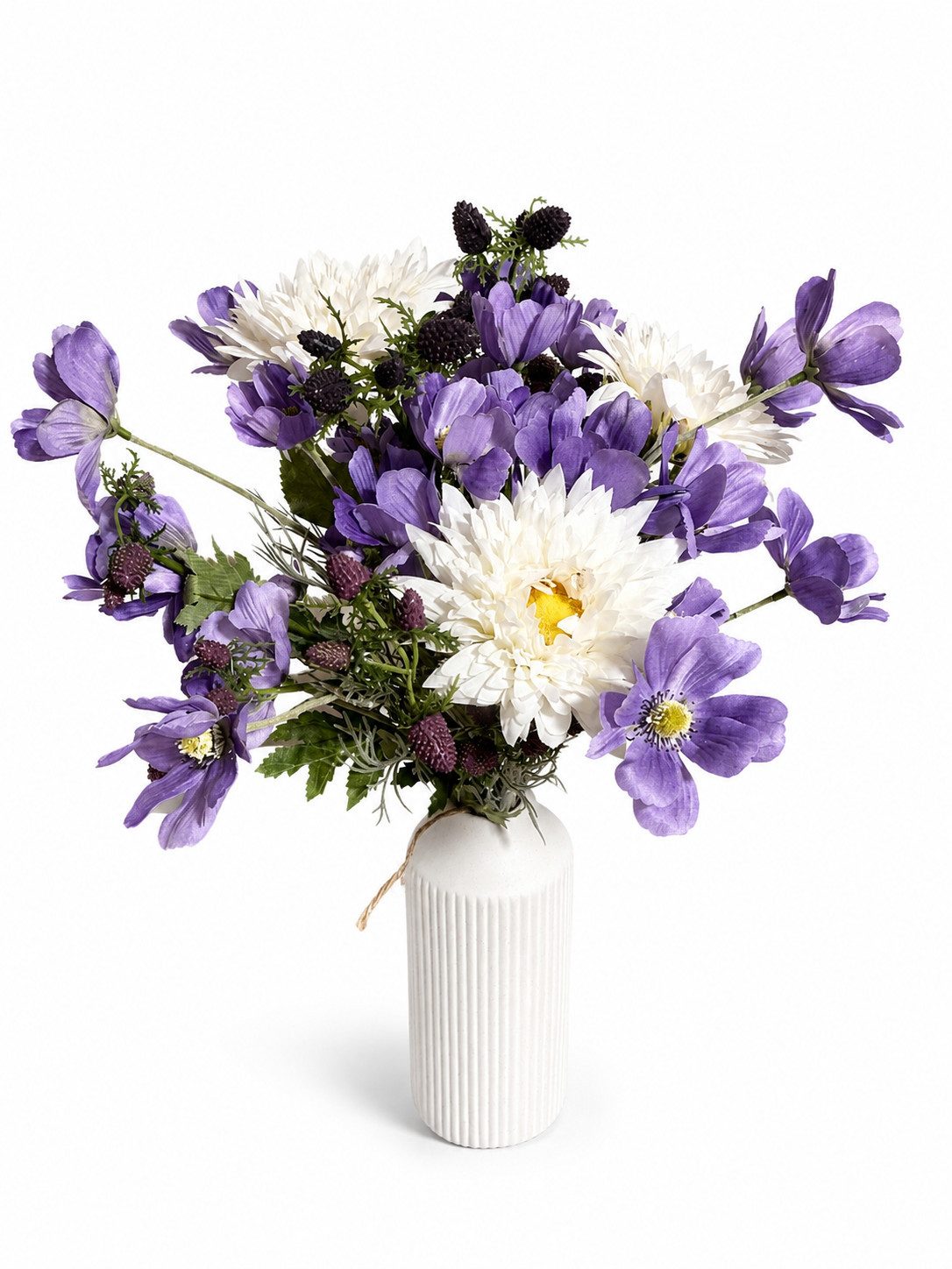 Kunstblumenstrauß PURPLE FIELD lila, weiß, grün 45 cm, 2474U, Höhe 45 cm