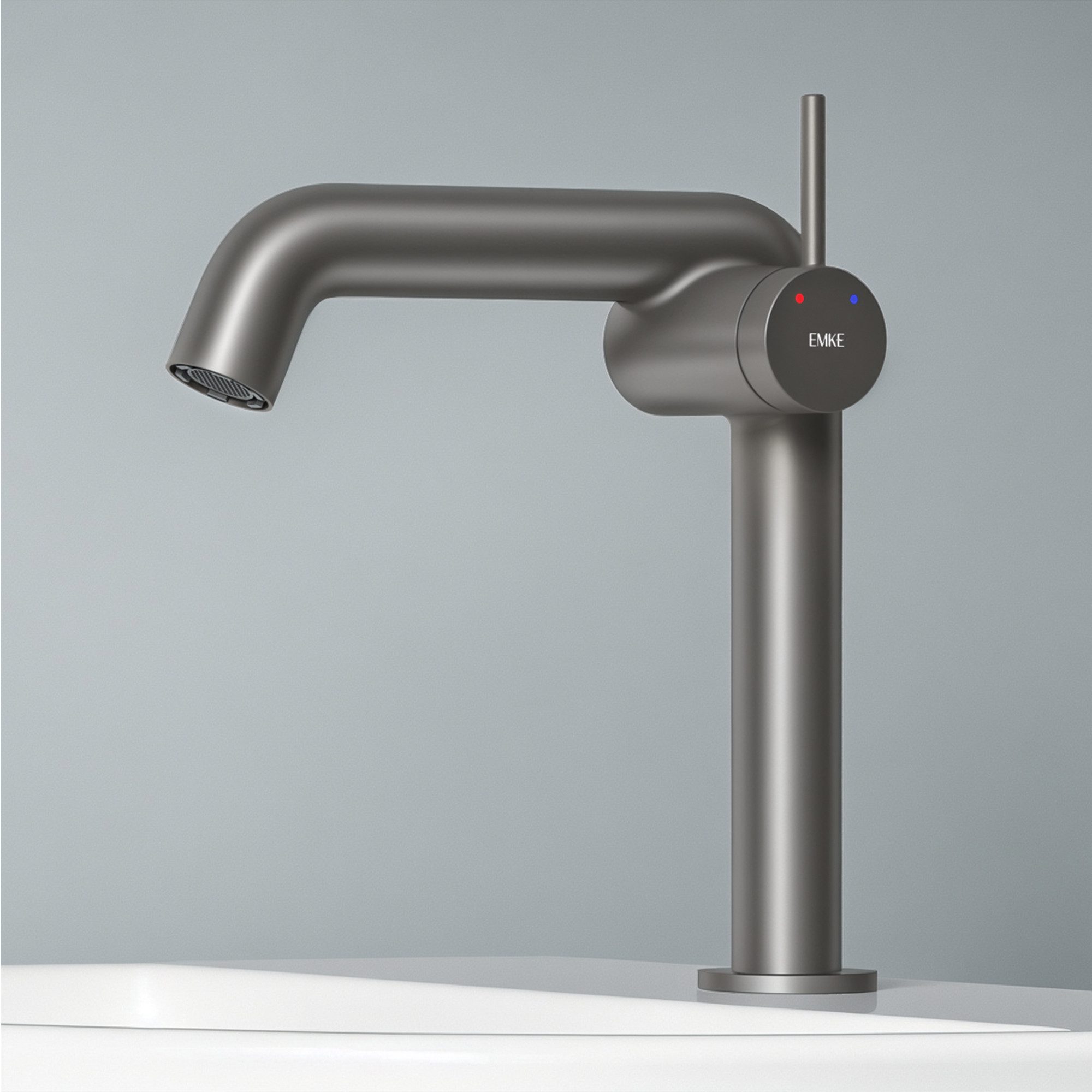 EMKE Waschtischarmatur Wasserhahn Bad mit Luftsprudler Küchenarmatur Mischbatterie-Armatur (Badezimmer armaturen, Waschbeckenhahn, Schwarz)