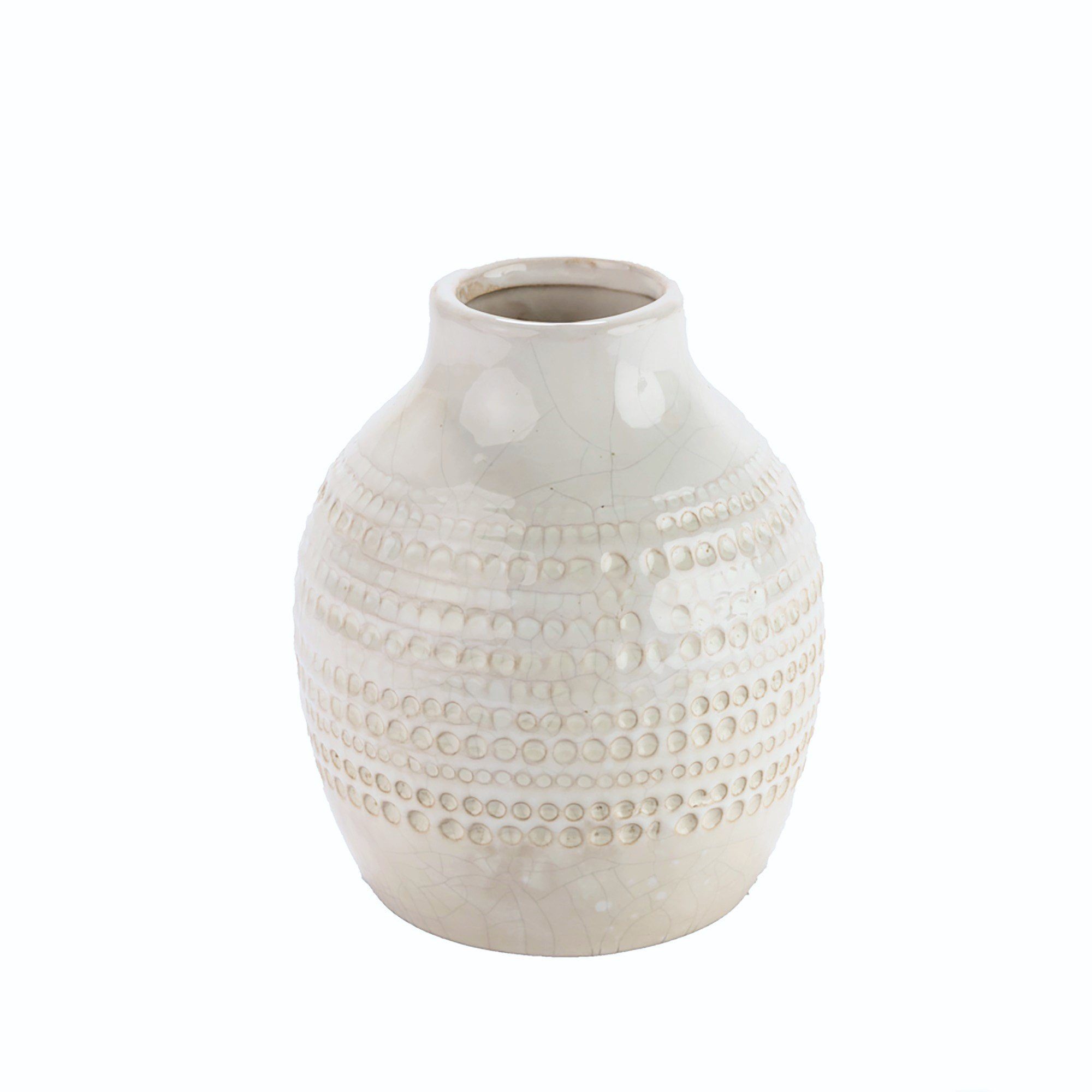 Tischvase (1 Stück, Blumenvase Cosy Home Keramikvase), 1 Krakele Optik mit creme Handgefertigte Ideas Keramik aus Vase weiß Keramik