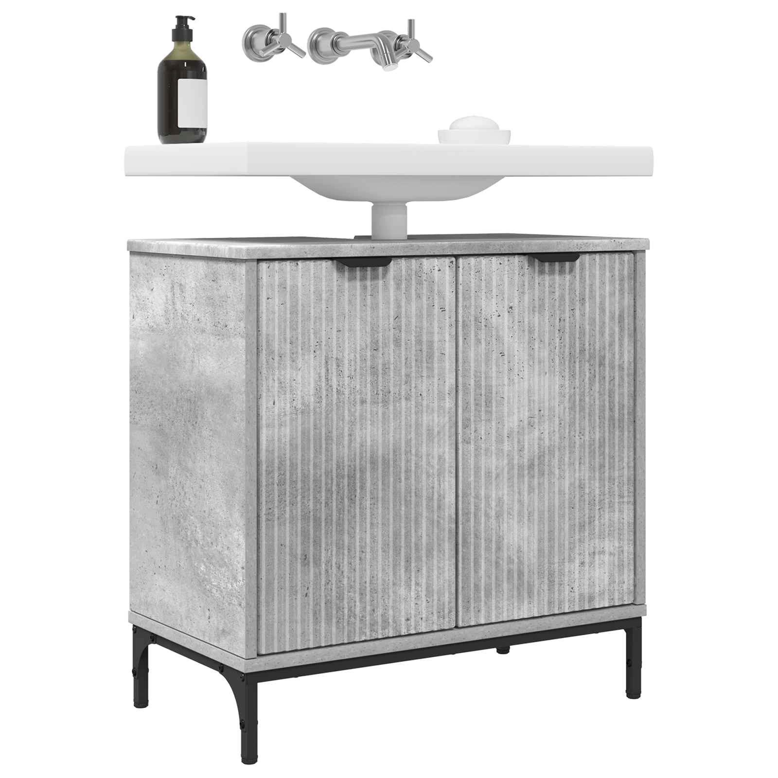 vidaXL Badezimmerspiegelschrank Waschbeckenschrank Beton Grau 60,5 x 33,5 x 61 cm Holzwerkstoff (1-St)