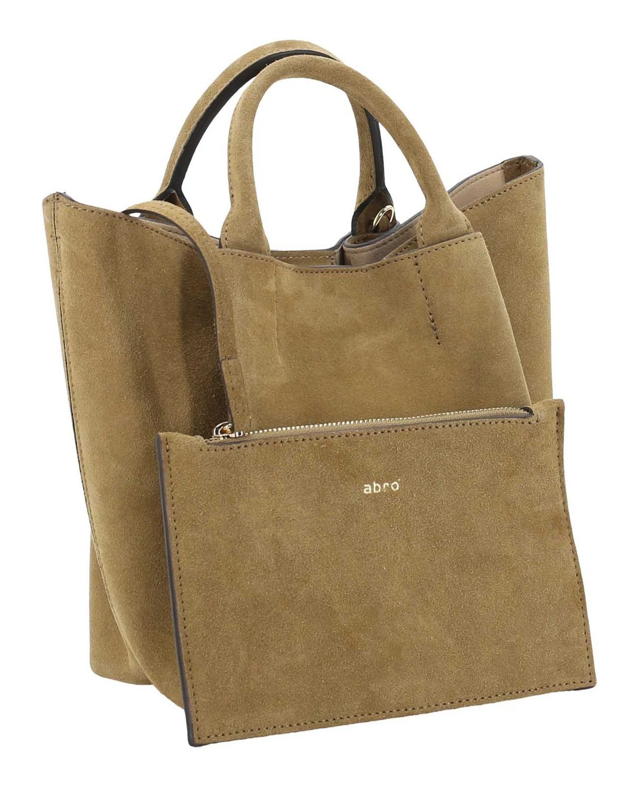 Abro Schultertasche Shopper Essential (Set, 2-tlg), aus echtem Rindsleder