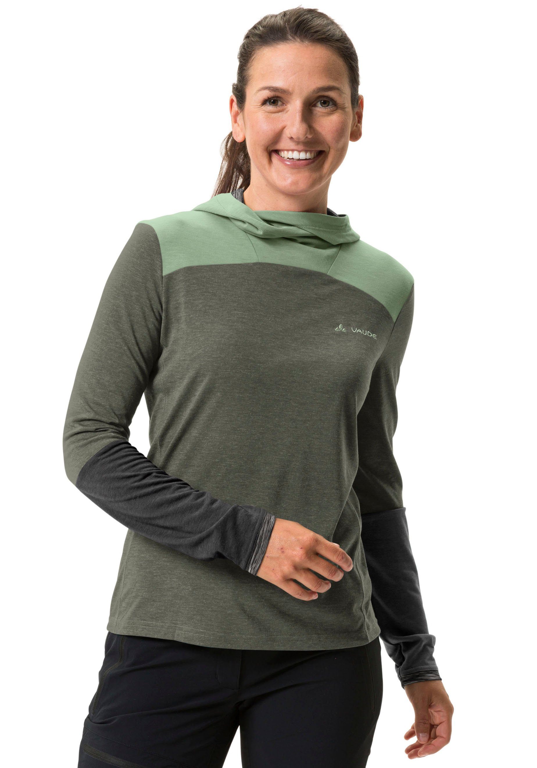 VAUDE Funktionsshirt WOMEN'S TREMALZO LS SHIRT (1-tlg) Rückentasche mit gewendetem Reißverschluss khaki