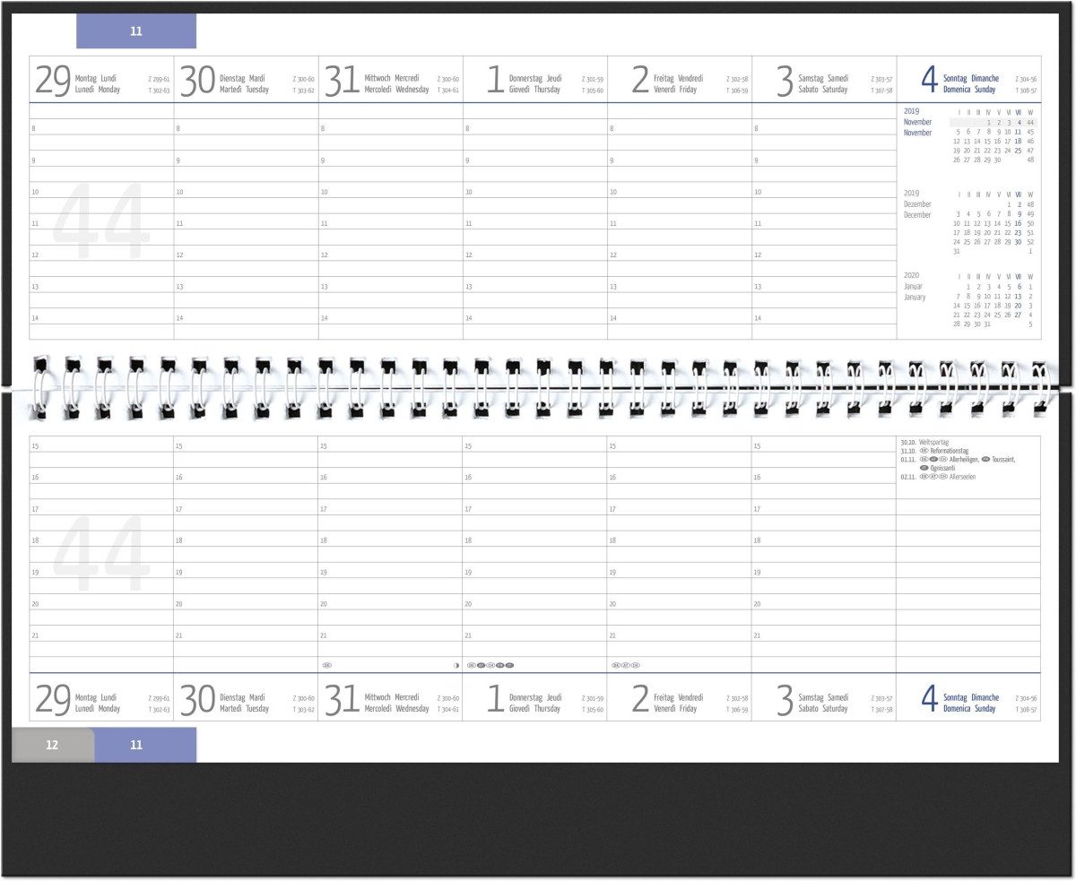 GÜSS Kalender Schreibtischkalender Wochenquerkalender 58970 Kalendarium 2026