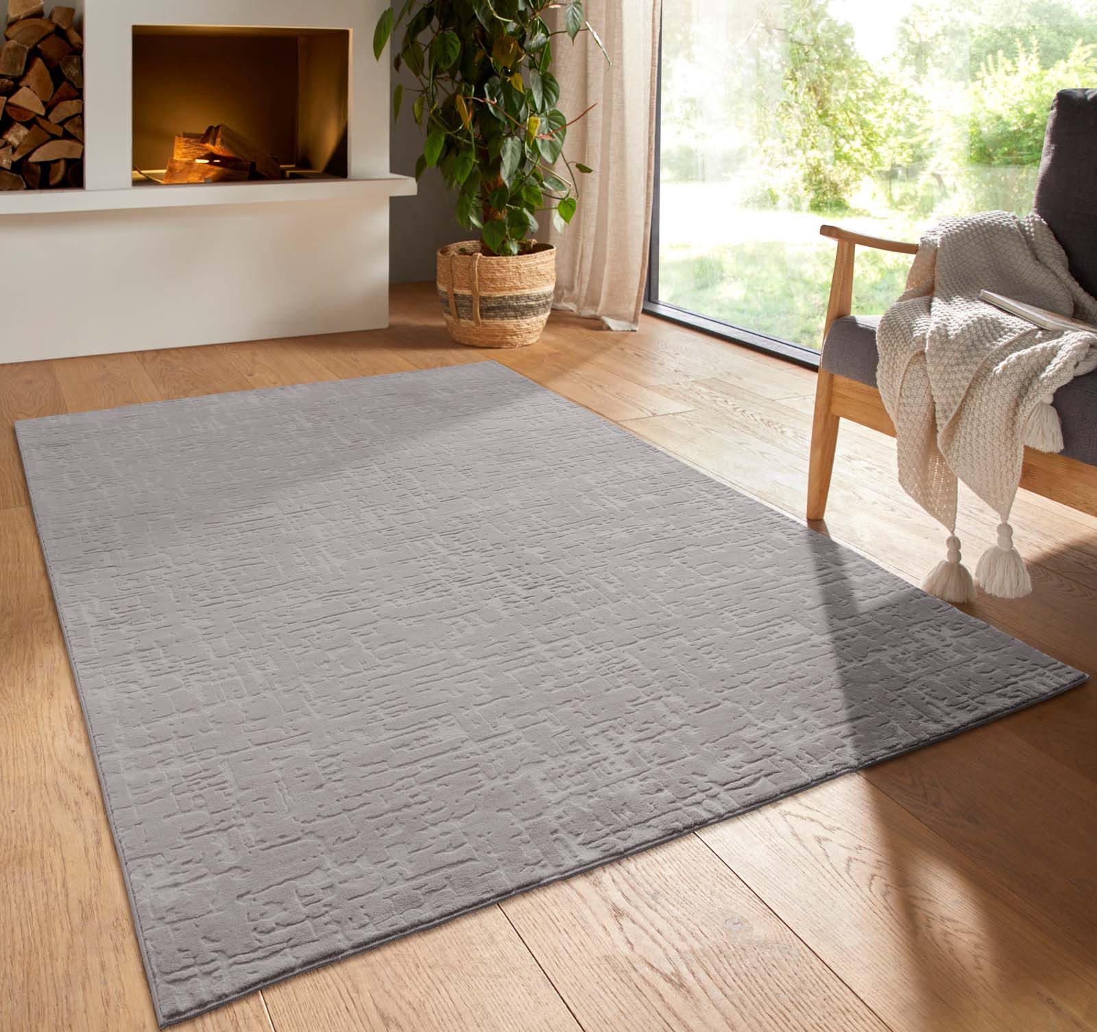 TaraCarpet Teppich TaraCarpet Homestyle 399 Vintage, rechteckig, Höhe: 10 mm, Vintage hoch-tief weich waschbar grau 50x80