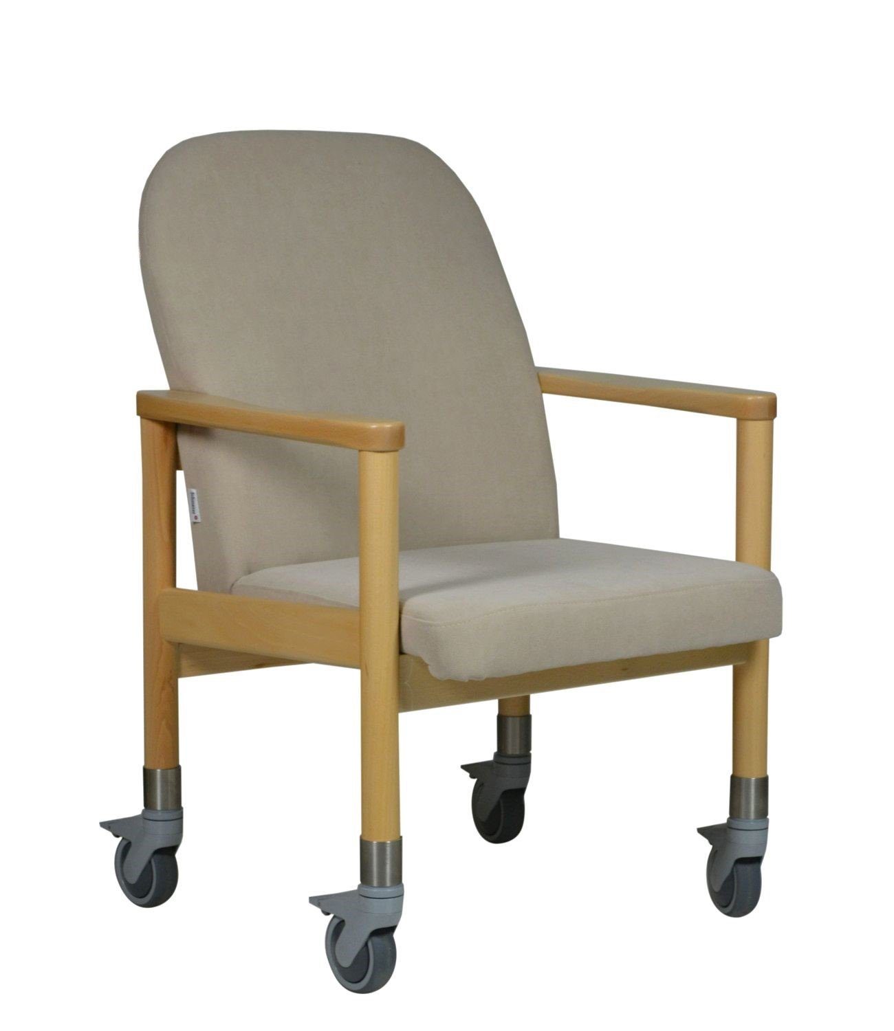Devita Stuhl Pflegestuhl Trippelstuhl Seniorenstuhl LÜBECK große Rollen bis 120 kg (kein Set) Mikrofaser Sand