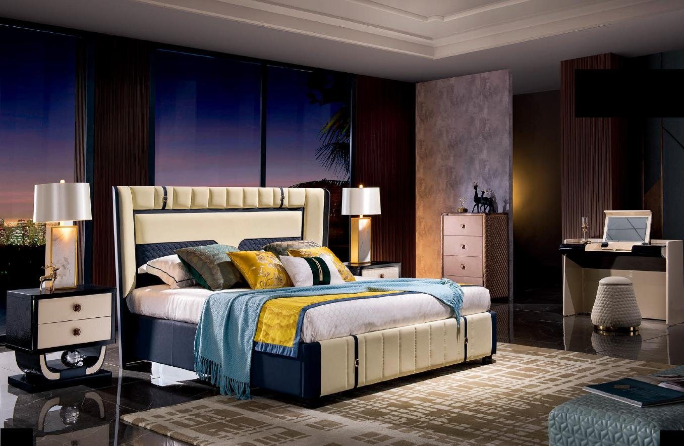 JVmoebel Bett, Luxus Schlafzimmer Doppelbett 180x200 Italienische Möbel Leder Bett