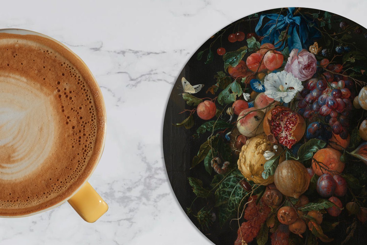 MuchoWow Glasuntersetzer Früchte de Gemälde Gläser, Heem, Davidsz. 6-tlg., Korkuntersetzer, von Getränkeuntersetzer, Zubehör für Tasse, Blumen Jan - Tassenuntersetzer, und Becher