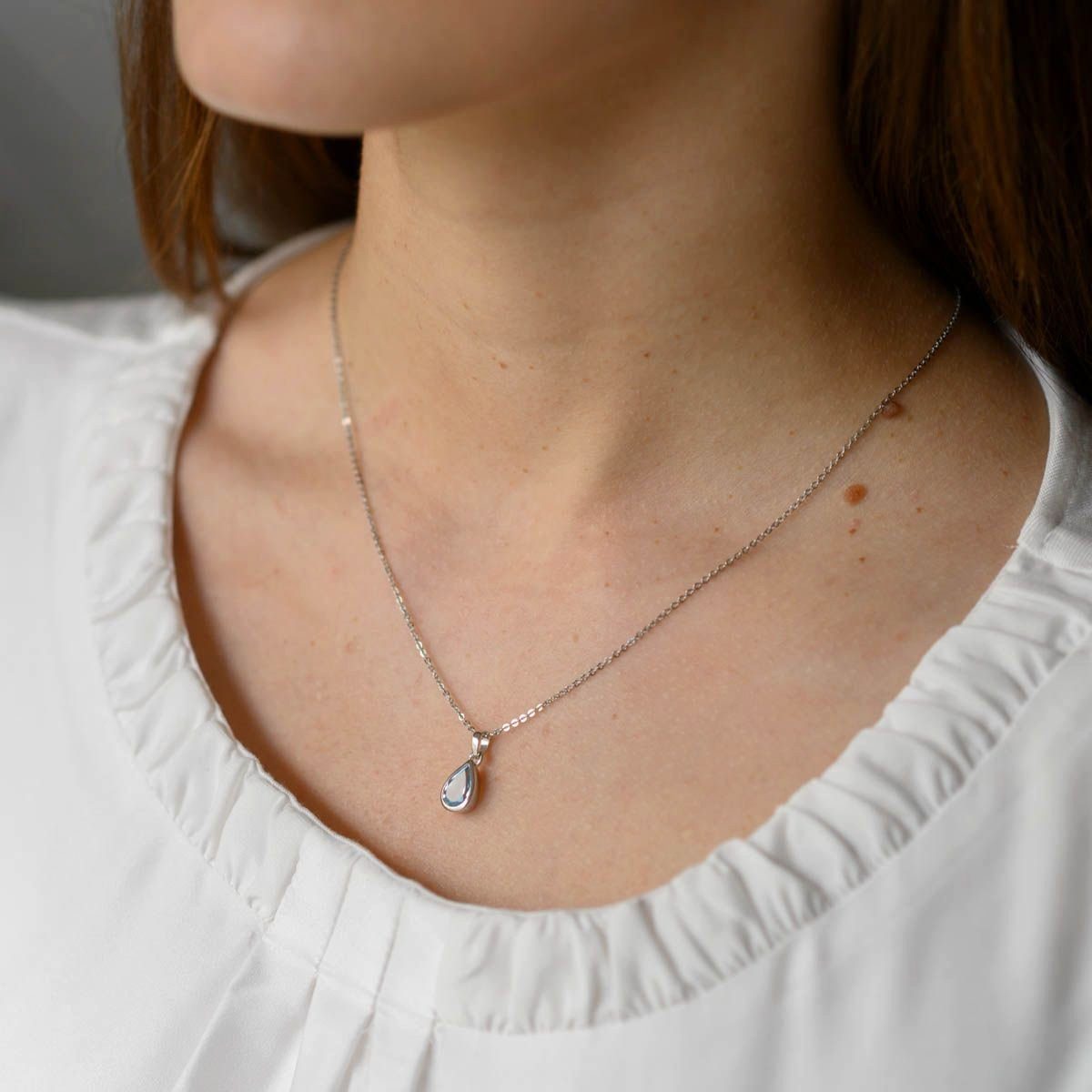 Materia Kettenanhänger Tropfen Blautopas Edelstein Hellblau KA-274, 925 Ste günstig online kaufen