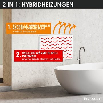 BRAST Infrarotheizung Hybrid; 300-1100 Watt; Hoher Wirkungsgrad; Ultraflache Bauweise, Überhitzungsschutz; Inkl. Wandhalterung