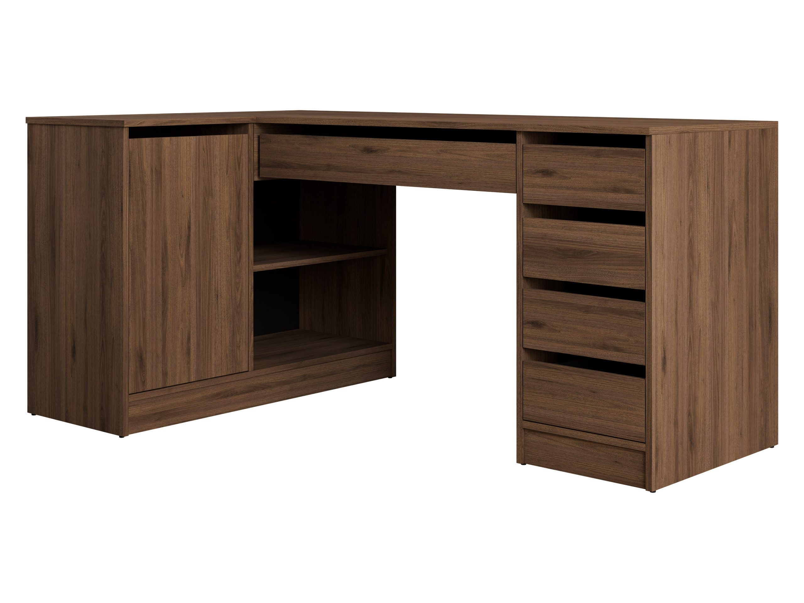 MIRJAN24 Schreibtisch Ada (mit Drehtür und fünf Schubladen), 158x98x76 cm, universell Links / Rechts