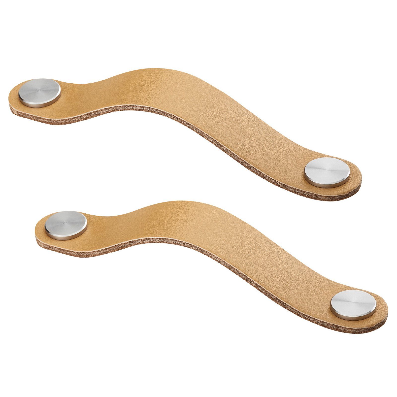 SO-TECH® Möbelgriff OSTERNAS Ledergriff Designgriff echt Rindsleder & Edelstahl (2-St), Schrankgriff BA 128 mm Edelstahl / helles Khaki