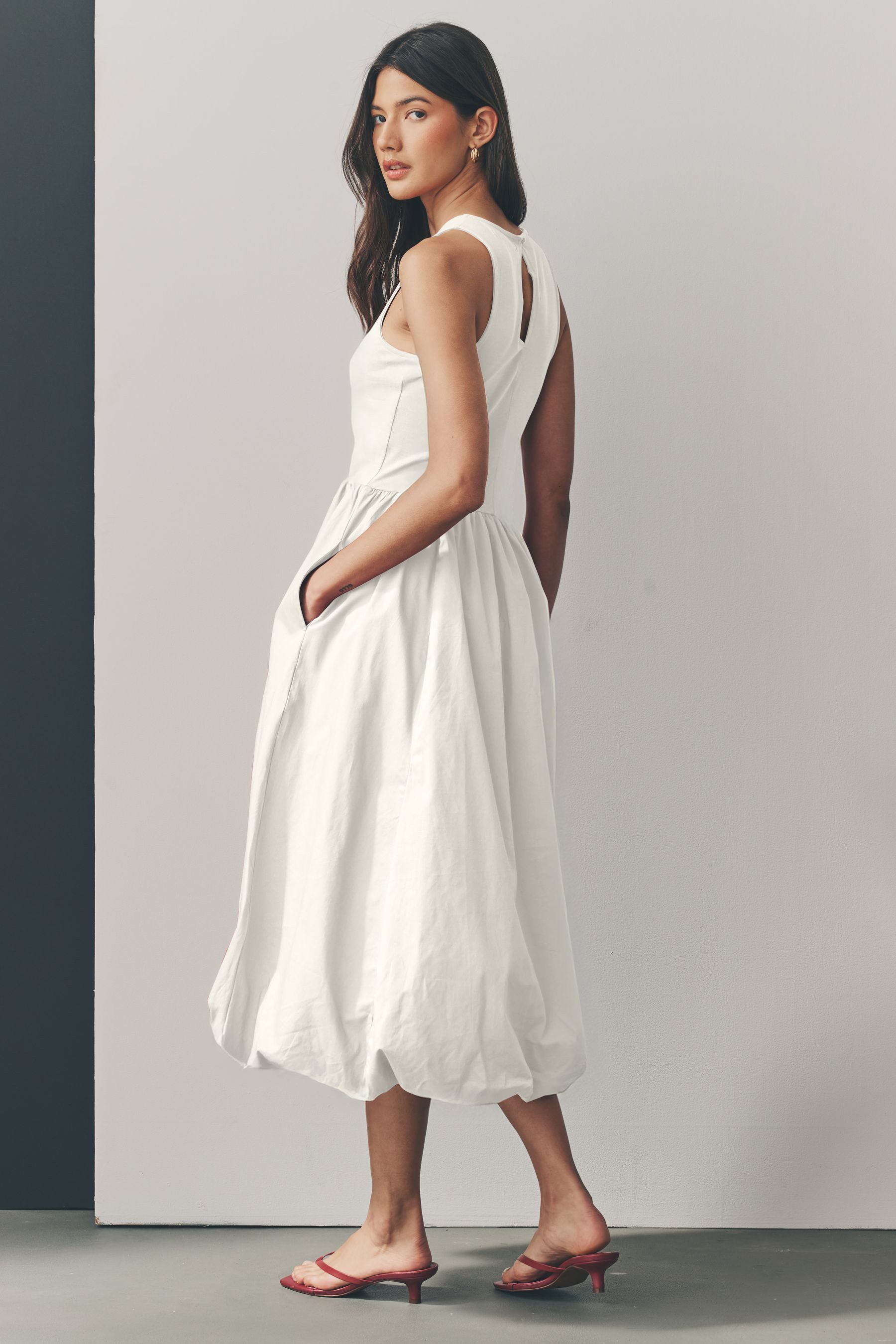 Next Midikleid Ärmelloses Midikleid Ballonsaum 100 % günstig online kaufen