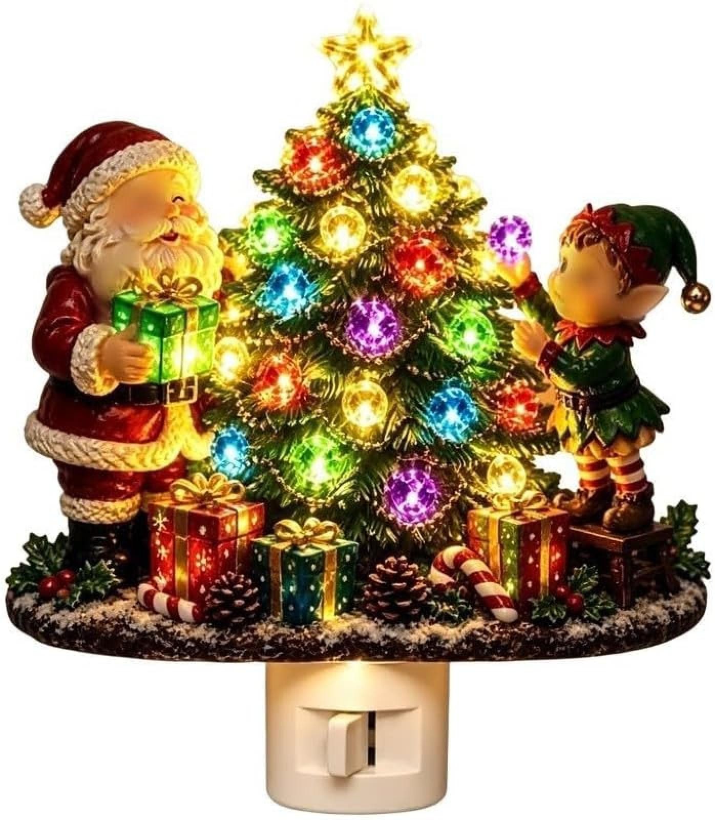 FELIXLEO Wandleuchte Weihnachts-Nachtlicht Steckdose Santa für elf Handbemalt