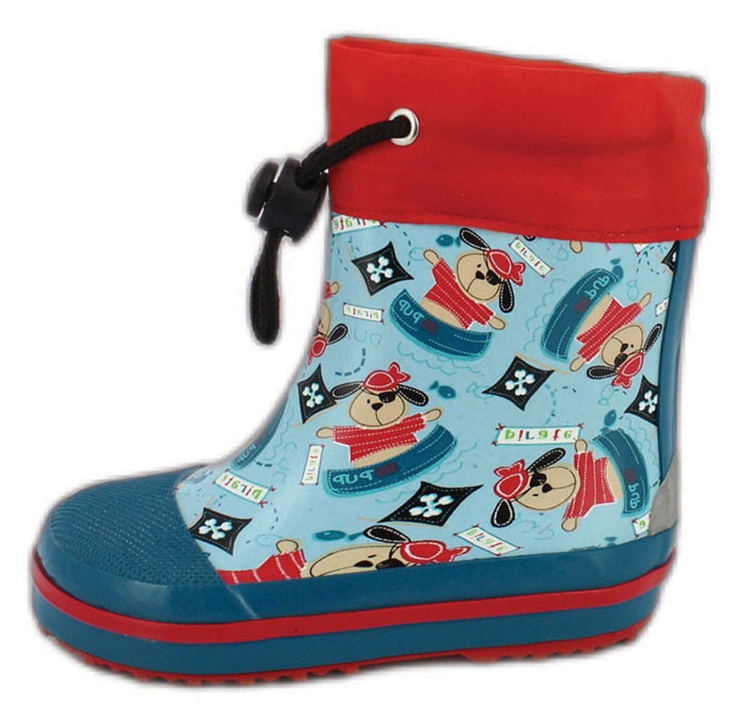 Beck Kleinkinder Gummistiefel Piraten Gummistiefel (wasserdicht, für trockene Füße bei Regen- und Matschwetter) flexible Laufsohle, weicher Naturkautschuk, herausnehmbare Innensohle