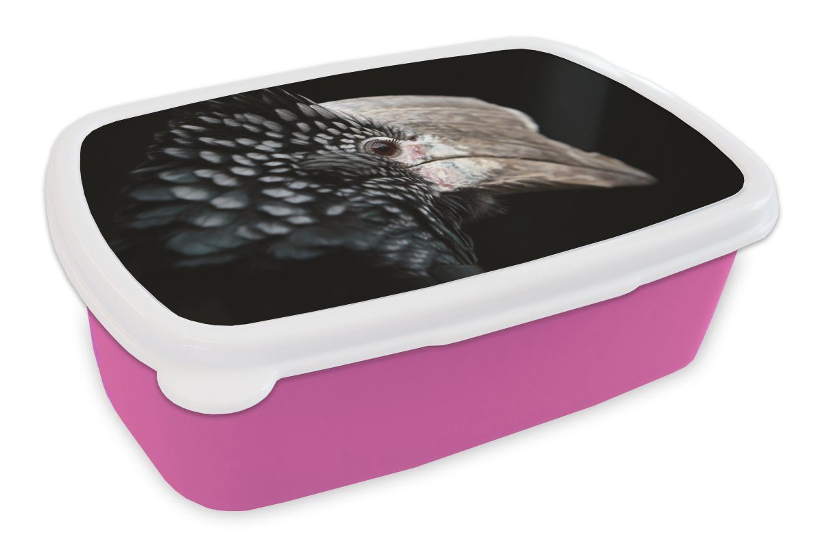 Kunststoff Snackbox, - Erwachsene, MuchoWow Vogel Kunststoff, Federn, Mädchen, Schnabel rosa - Brotbox Kinder, Brotdose für (2-tlg), Lunchbox
