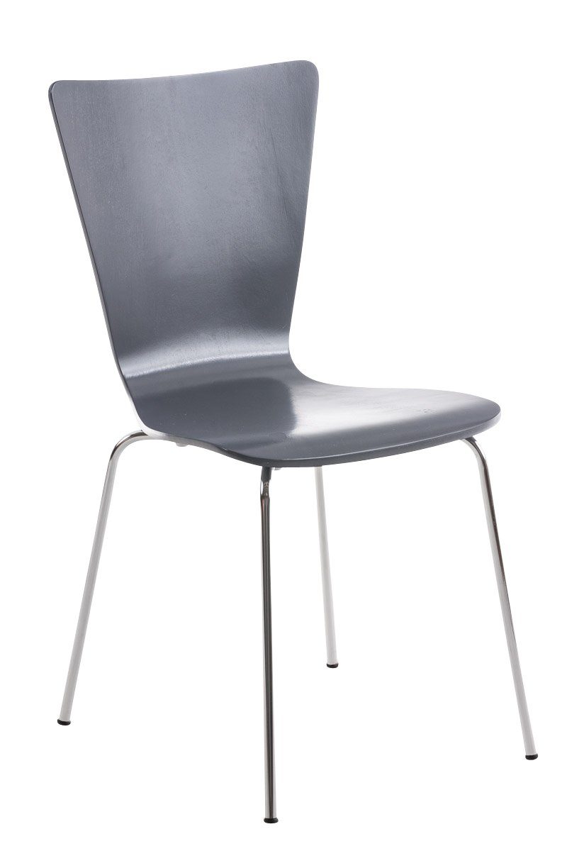 TPFLiving Besucherstuhl Jaron mit ergonomisch geformter Sitzfläche - Konferenzstuhl (Besprechungsstuhl - Warteraumstuhl - Messestuhl), Gestell: Metall chrom - Sitzfläche: Holz grau