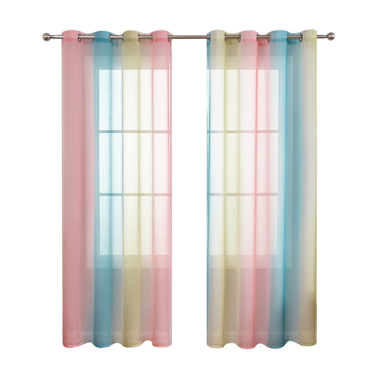 BYSURE Gardine (2 St), Ösen, transparent, Voile, Regenbogen-Vorhänge günstig online kaufen