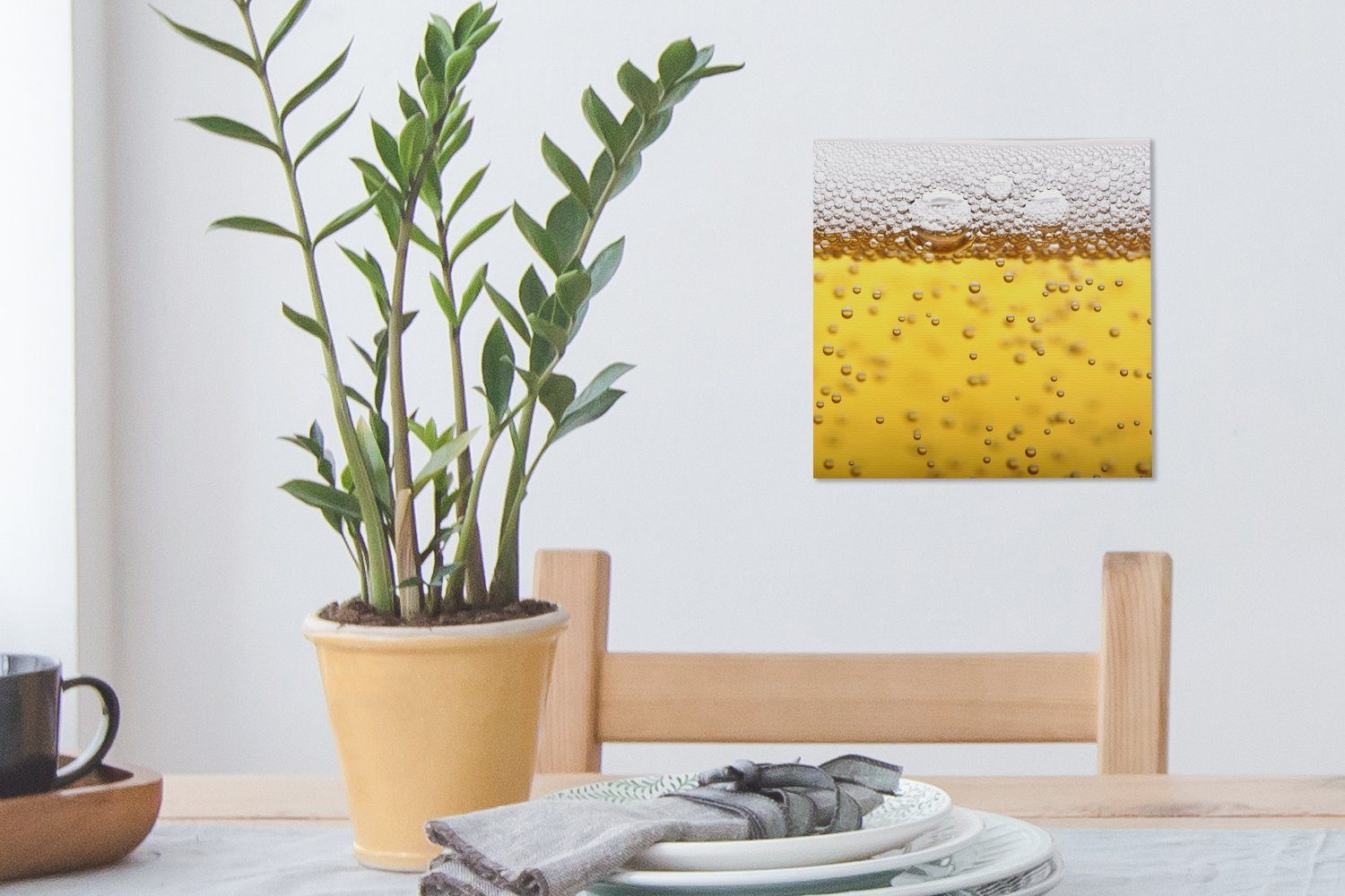 OneMillionCanvasses® Leinwandbild Bierblasen für im St), (1 Schlafzimmer Leinwand Bilder Wohnzimmer Glas