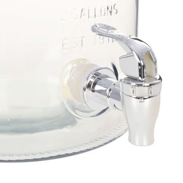 vidaXL Getränkespender Wasserspender XXL mit Zapfhahn Transparent 8 L Glas