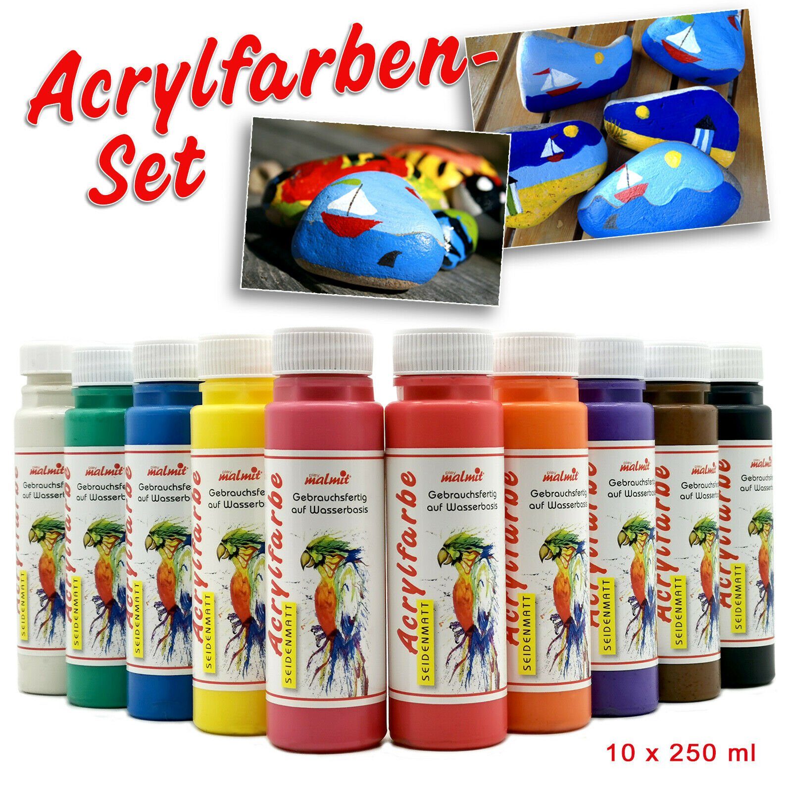 Acrylfarbe Acrylfarbe 10er Set je 250 ml Künstler Acrylfarben Malfarben