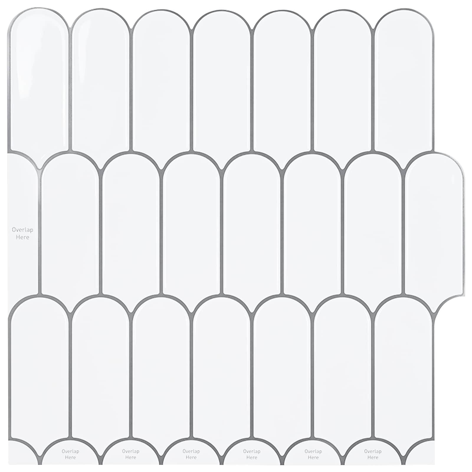 vidaXL Sticker Federfliese 10 Stk. Weiß Grau 30 x 30 cm Polyurethan und PET, (10-tlg)