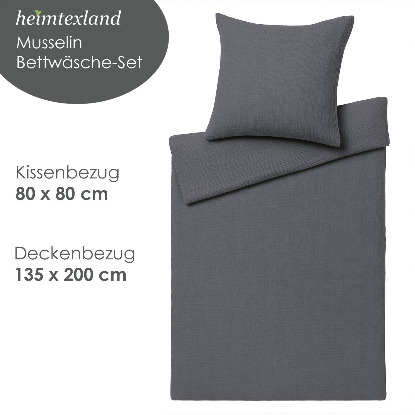 heimtexland Bettwäsche Musselin Bettwäsche Set kuschelweich atmungsaktiv, Baumwolle, 2 teilig, temperaturausgleichend I modern – Bild 4 von 5
