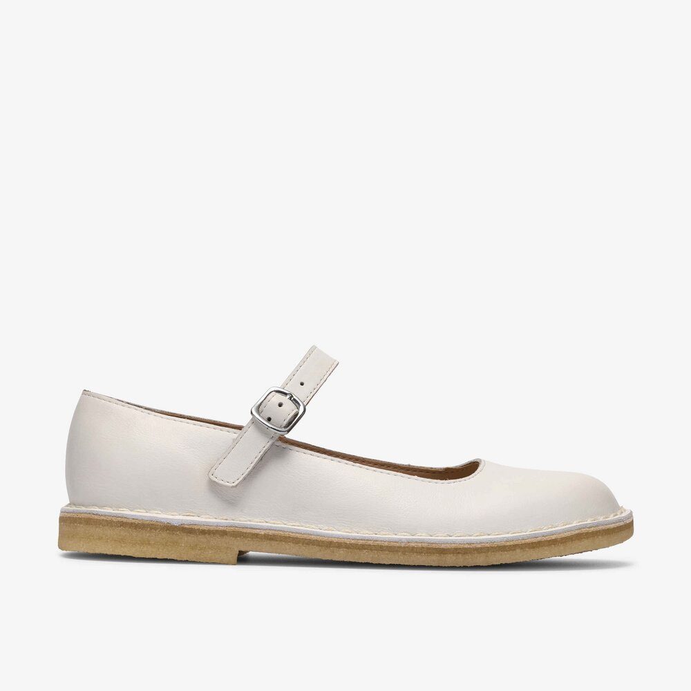 Clarks Clarks - Desert Jane White Leather - Weiß Ballerina