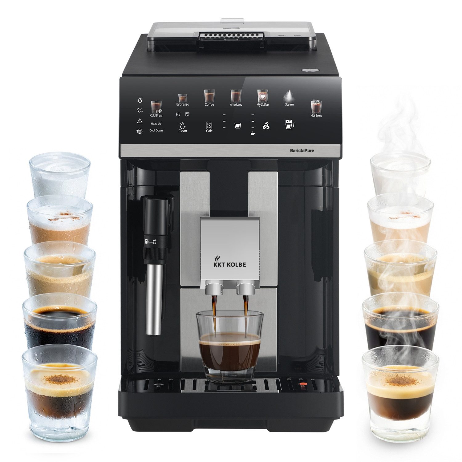 KKT KOLBE Kaffeevollautomat BaristaPure, Automatische Reinigung, 2 Tassen-Funktion, 4 Kaffeespezialitäten